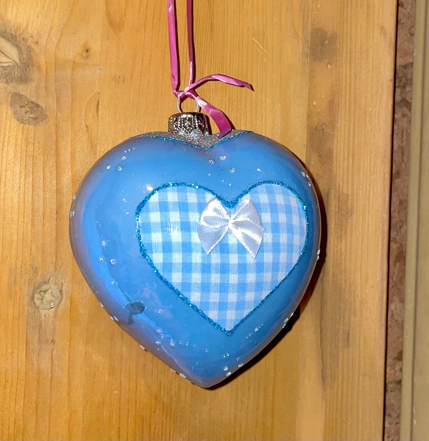 Christbaum Kugel, Weihnachtsschmuck, blau Herz Weihnachten Alpenfunkeln