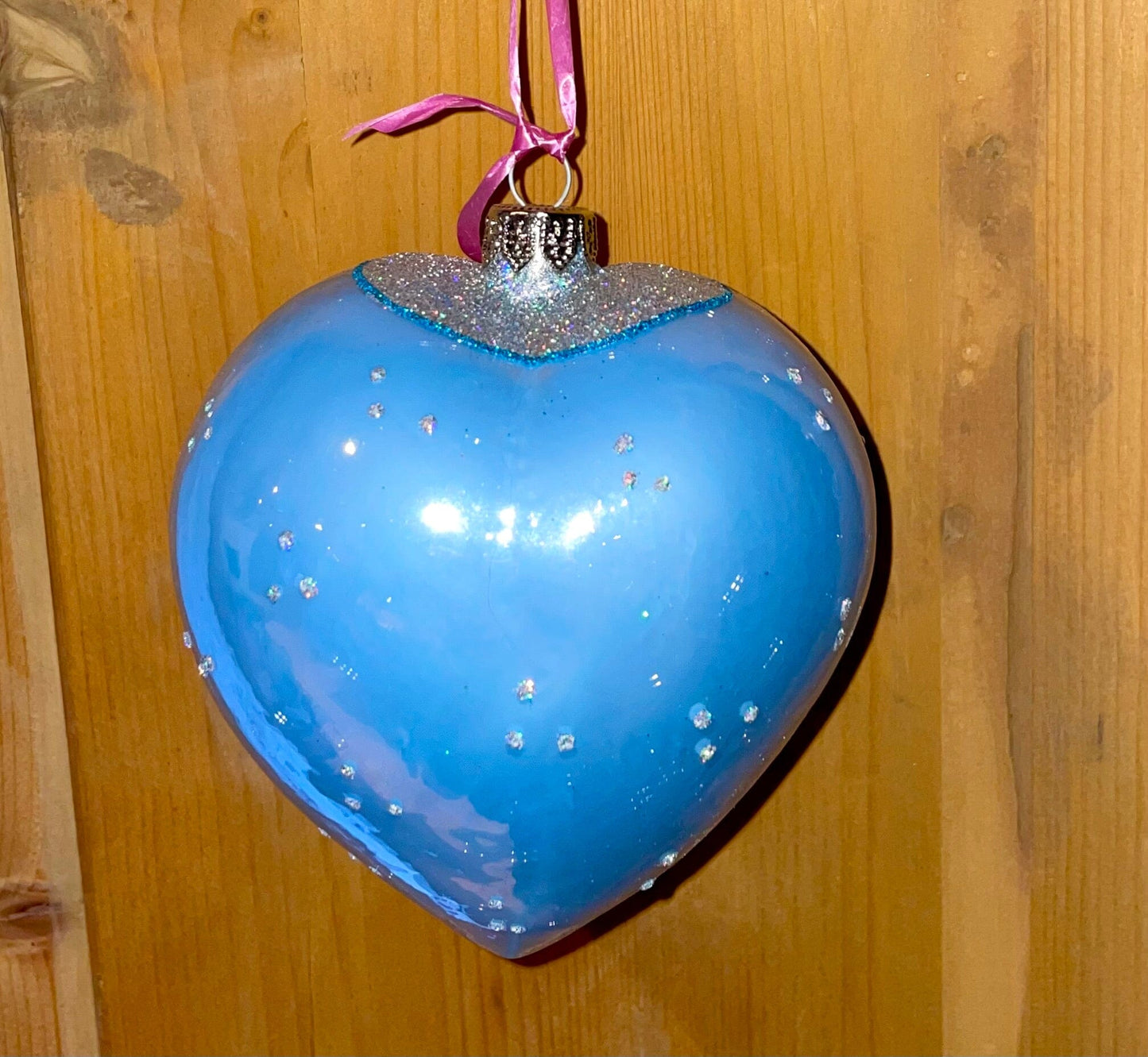 Christbaum Kugel, Weihnachtsschmuck, blau Herz Weihnachten Alpenfunkeln