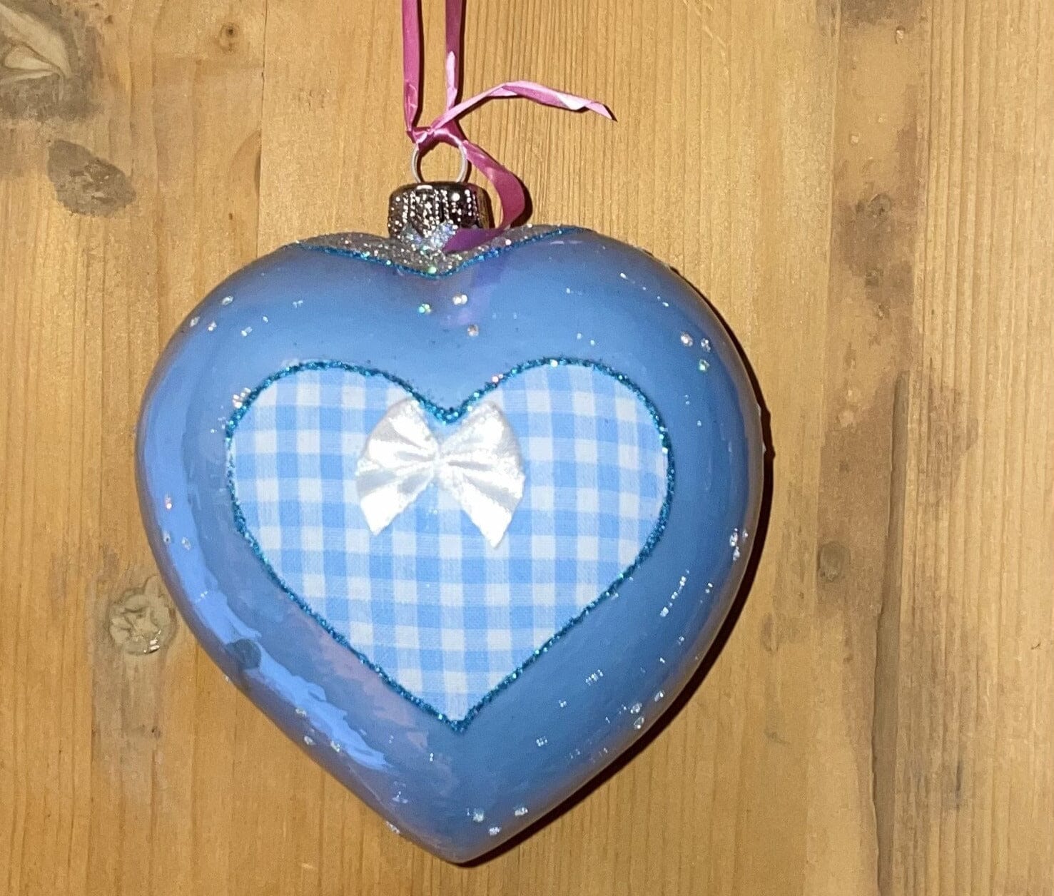 Christbaum Kugel, Weihnachtsschmuck, blau Herz Weihnachten Alpenfunkeln