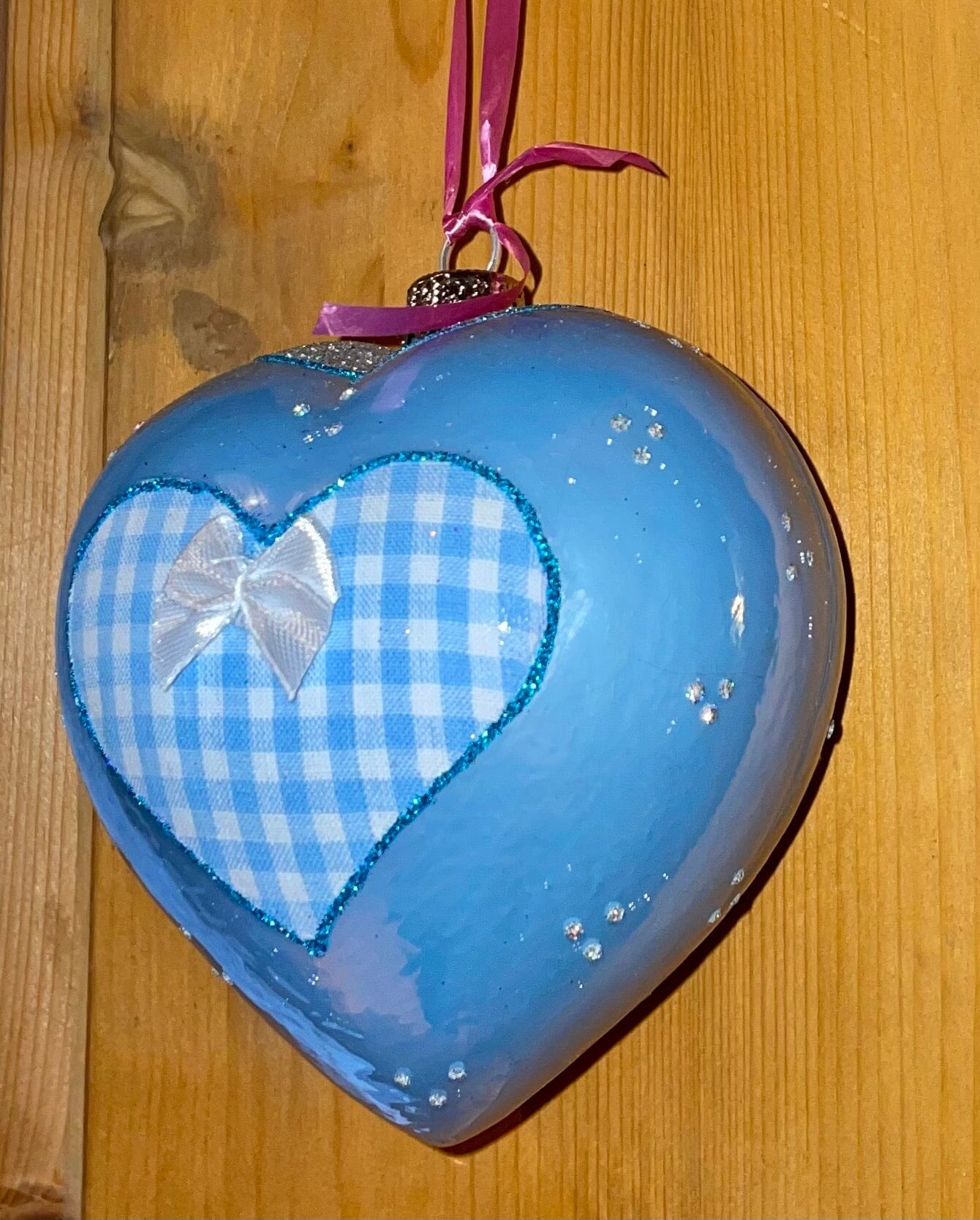 Christbaum Kugel, Weihnachtsschmuck, blau Herz Weihnachten Alpenfunkeln