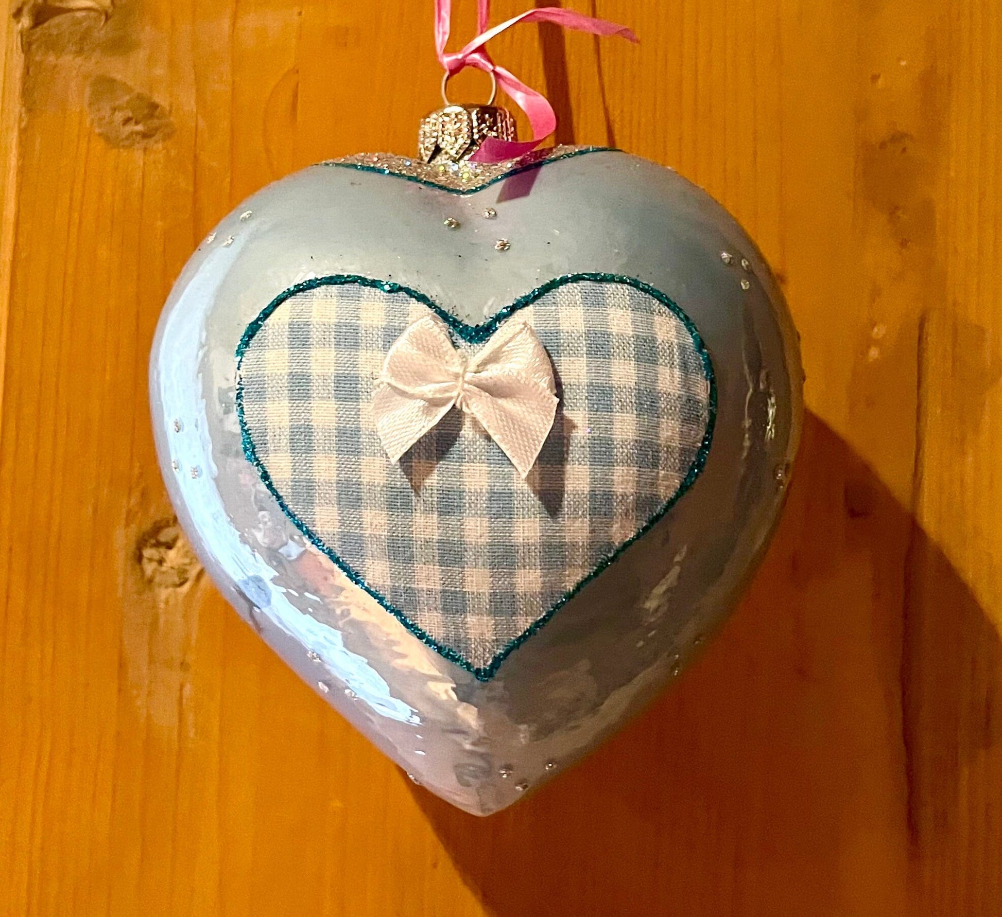 Christbaum Kugel, Weihnachtsschmuck, blau Herz Weihnachten Alpenfunkeln