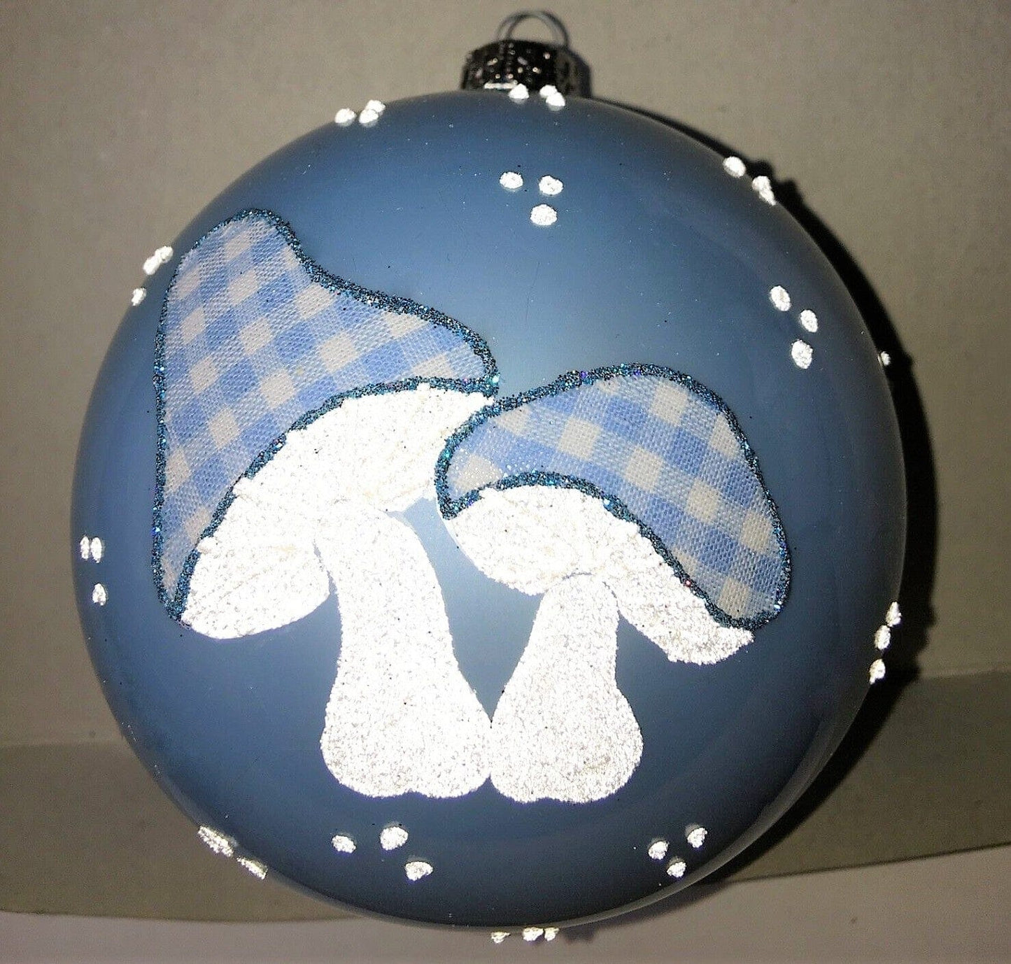 Christbaum Kugel, Weihnachtsschmuck, blau Pilze Weihnachten Alpenfunkeln