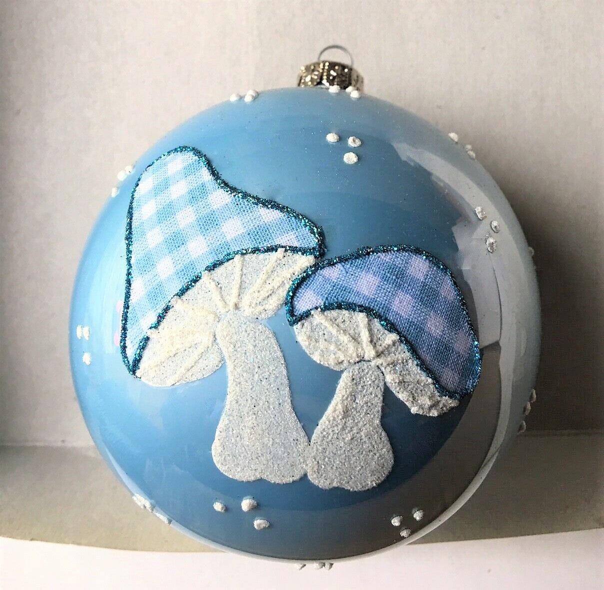 Christbaum Kugel, Weihnachtsschmuck, blau Pilze Weihnachten Alpenfunkeln