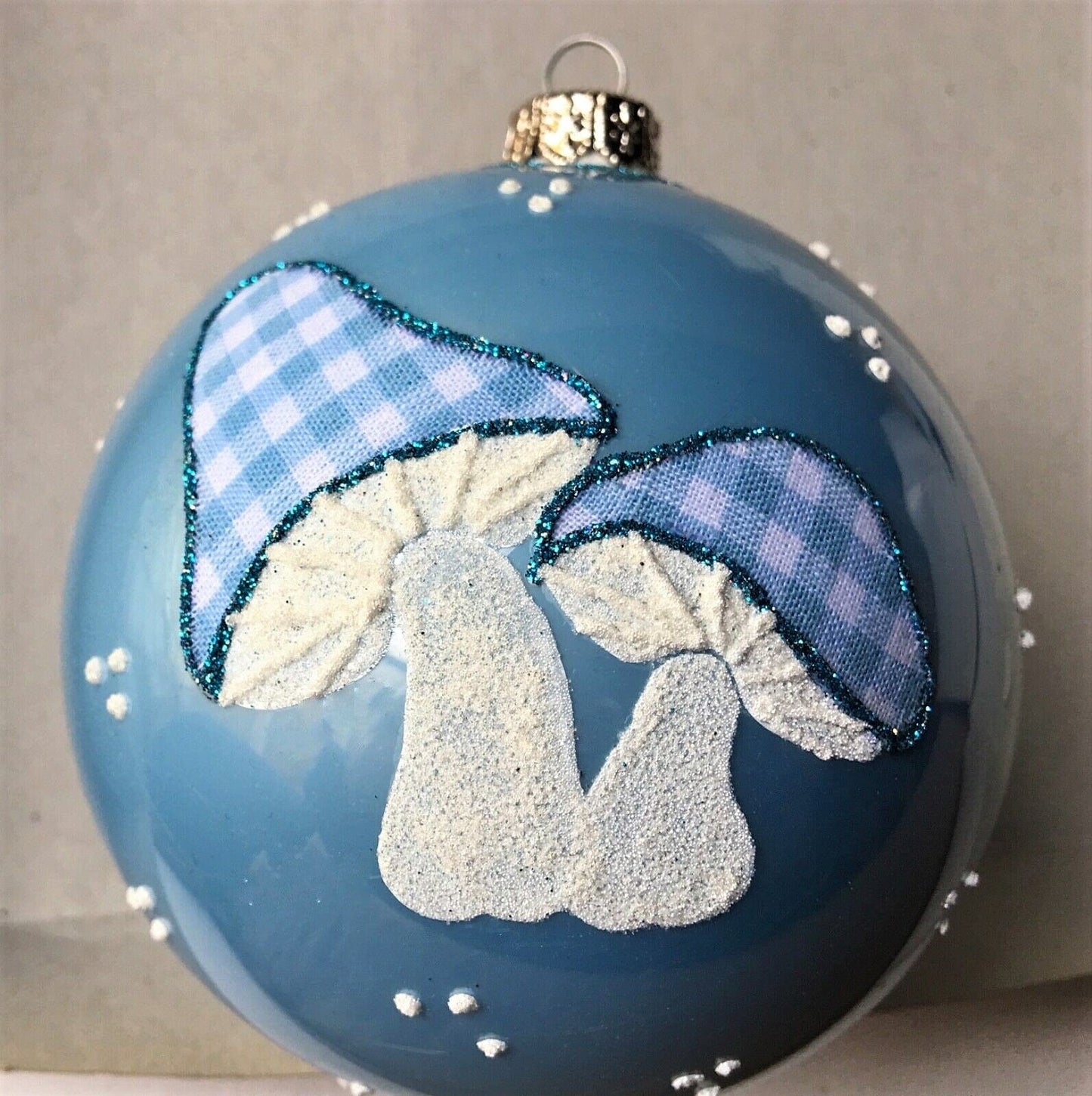 Christbaum Kugel, Weihnachtsschmuck, blau Pilze Weihnachten Alpenfunkeln