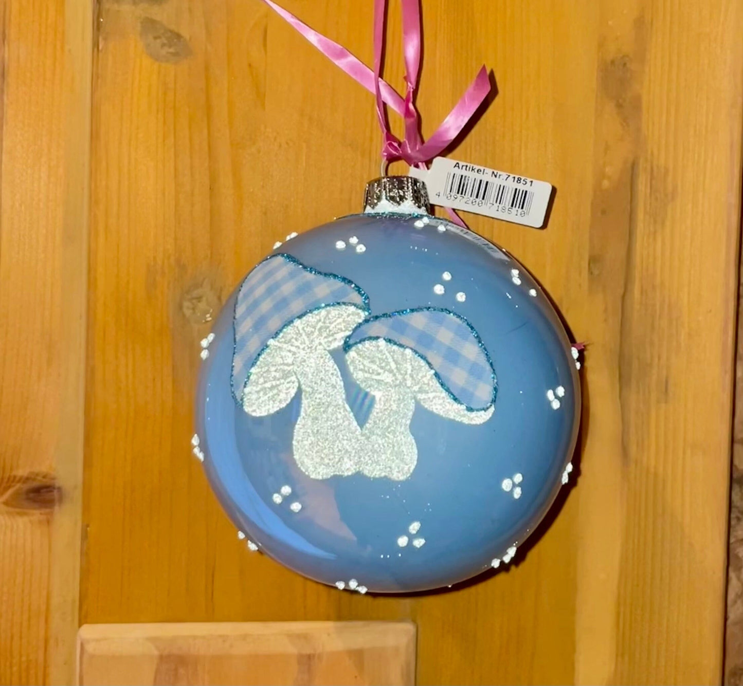Christbaum Kugel, Weihnachtsschmuck, blau Pilze Weihnachten Alpenfunkeln