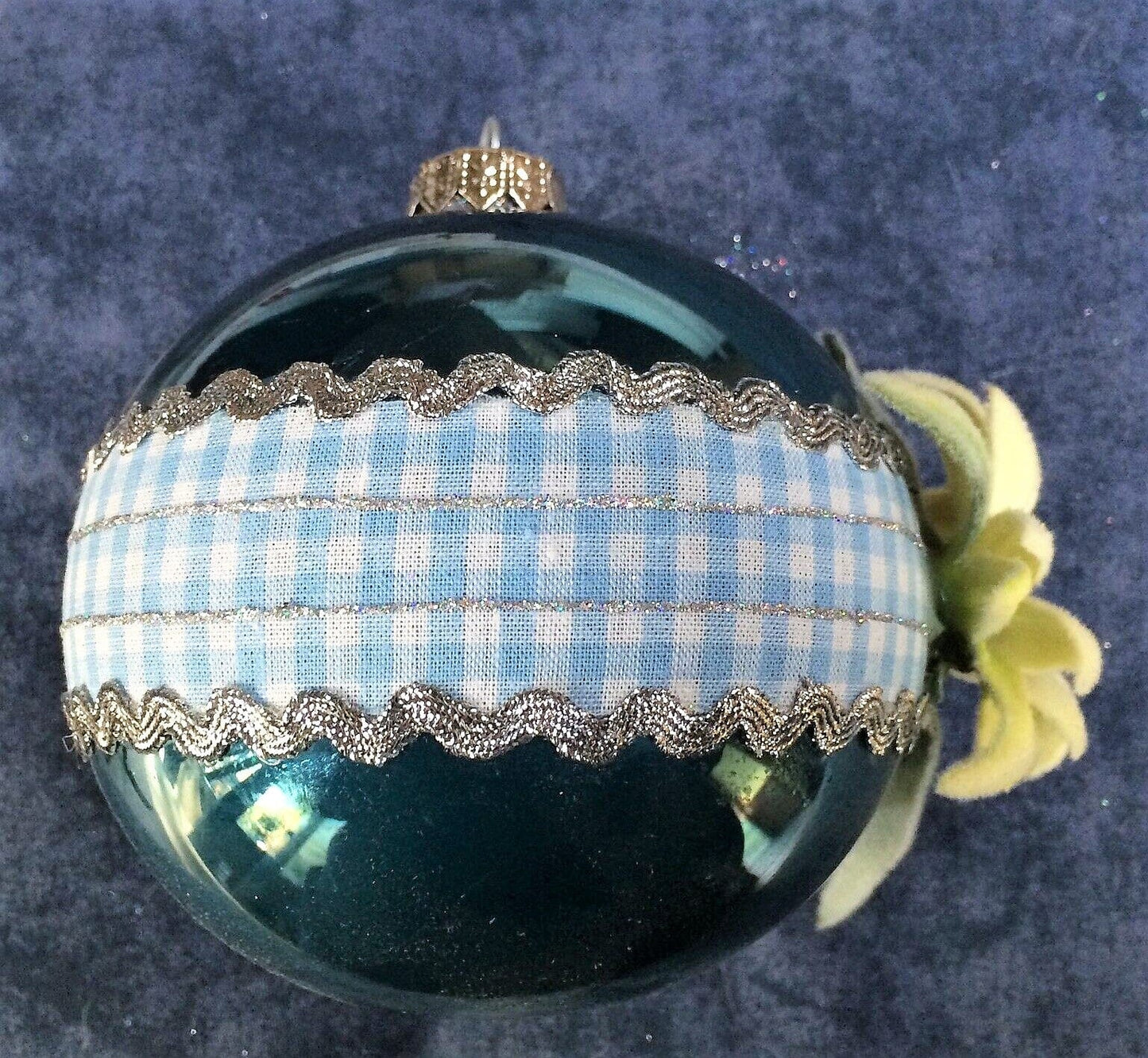 Christbaum Kugel, Weihnachtsschmuck, petrol, Edelweiß 7cm Weihnachten Alpenfunkeln