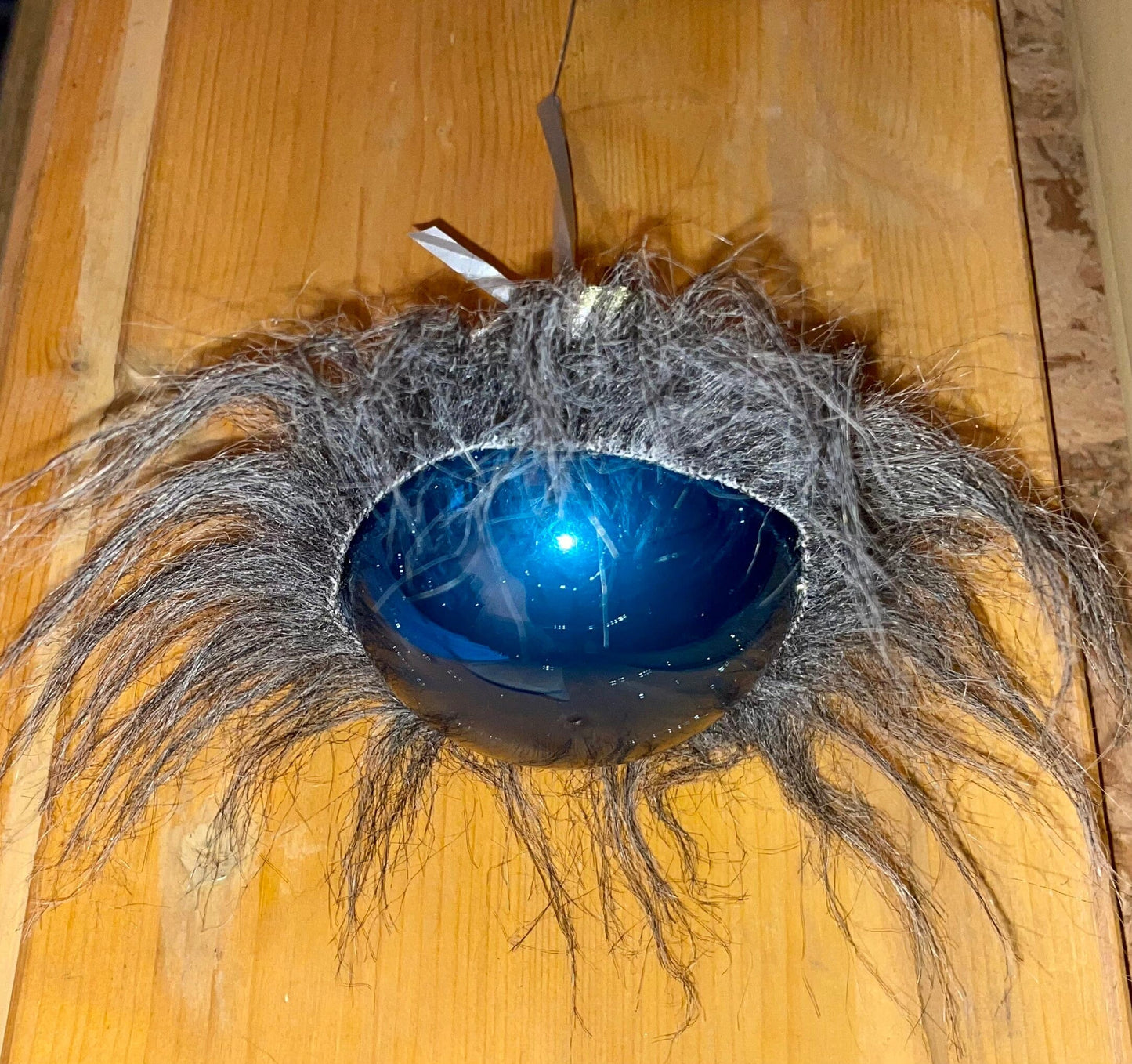 Christbaum Kugel, Weihnachtsschmuck, petrol, Edelweiß mit Pelz Weihnachten Alpenfunkeln