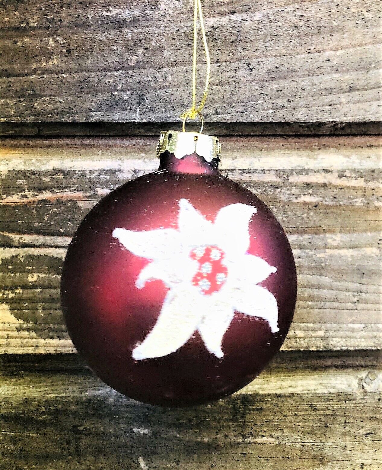 Christbaum Kugel, Weihnachtsschmuck, Rot, Edelweiß, 6 cm Weihnachten Alpenfunkeln