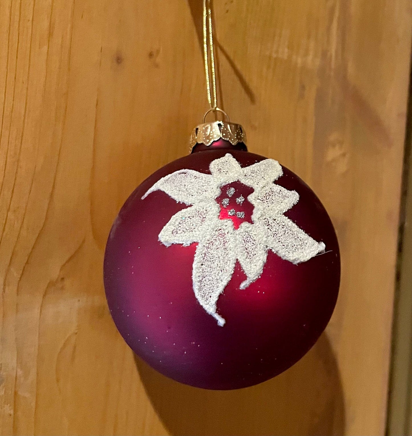 Christbaum Kugel, Weihnachtsschmuck, Rot, Edelweiß, 6 cm Weihnachten Alpenfunkeln