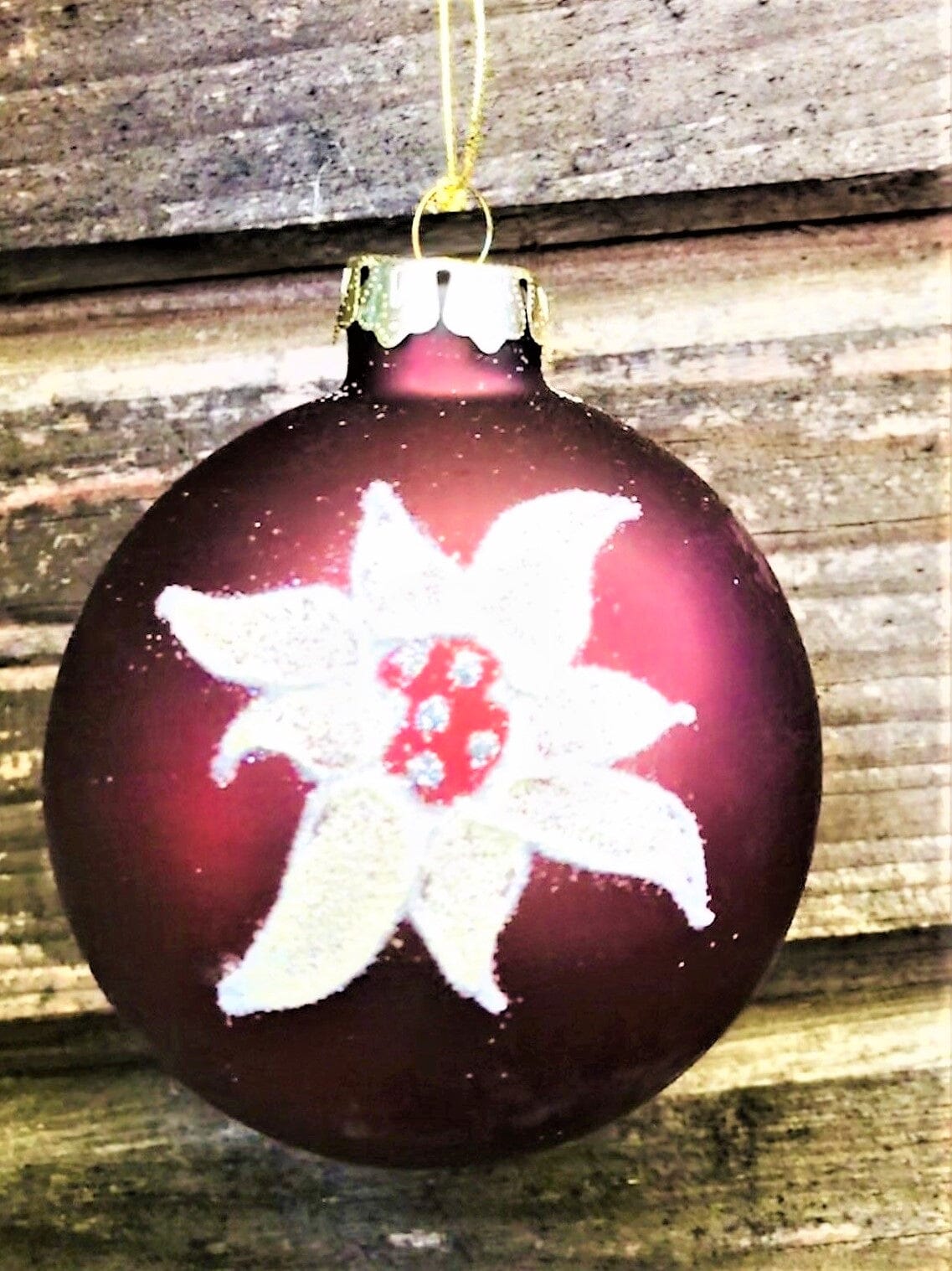 Christbaum Kugel, Weihnachtsschmuck, Rot, Edelweiß, 6 cm Weihnachten Alpenfunkeln