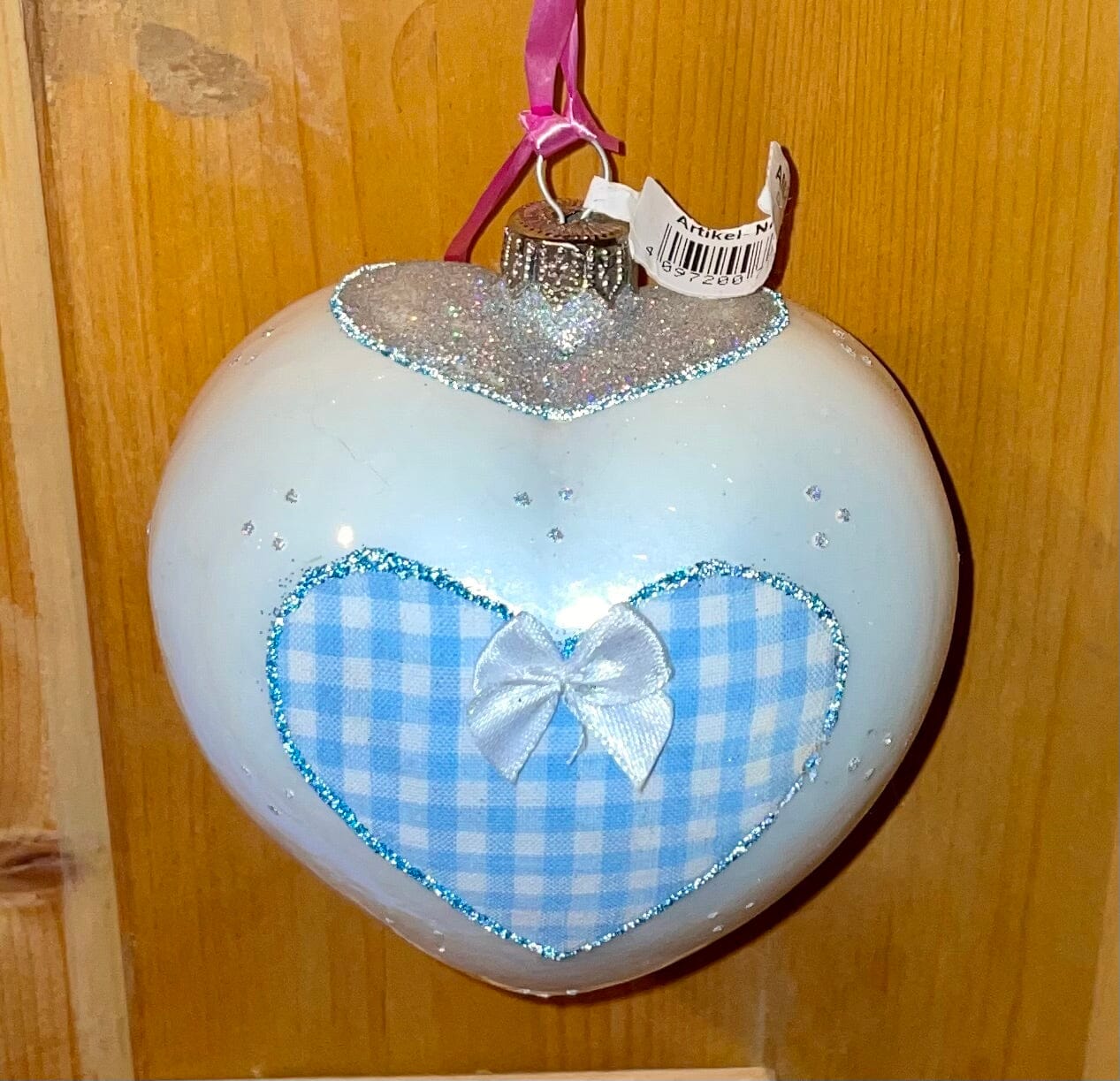 Christbaum Kugel, Weihnachtsschmuck, weiß Herz Weihnachten Alpenfunkeln