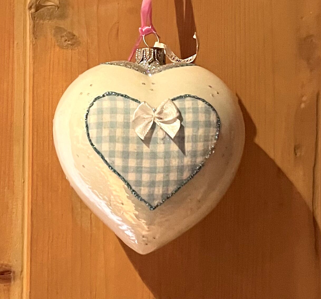 Christbaum Kugel, Weihnachtsschmuck, weiß Herz Weihnachten Alpenfunkeln