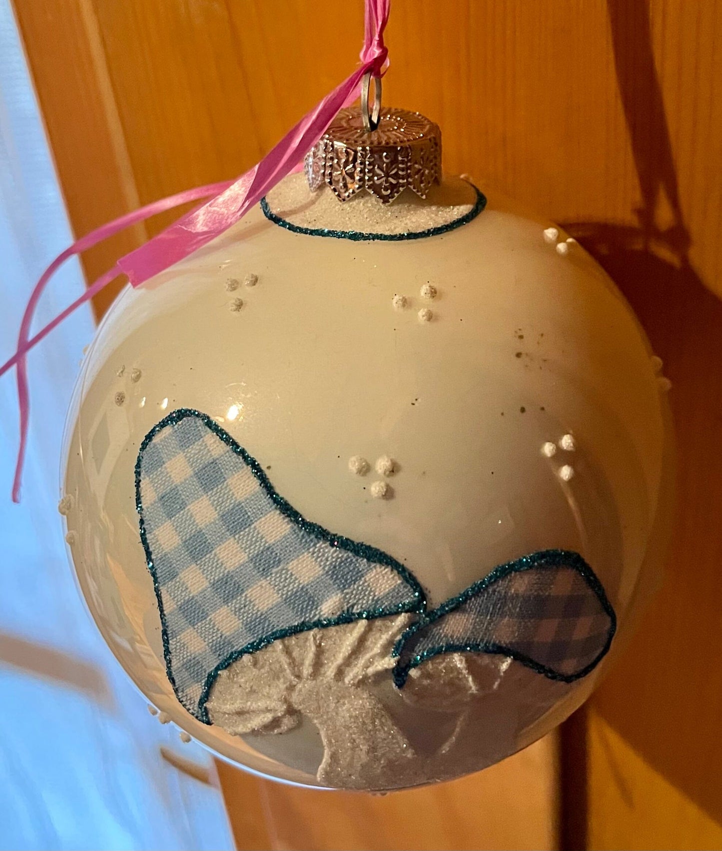 Christbaum Kugel, Weihnachtsschmuck, weiß Pilze Weihnachten Alpenfunkeln