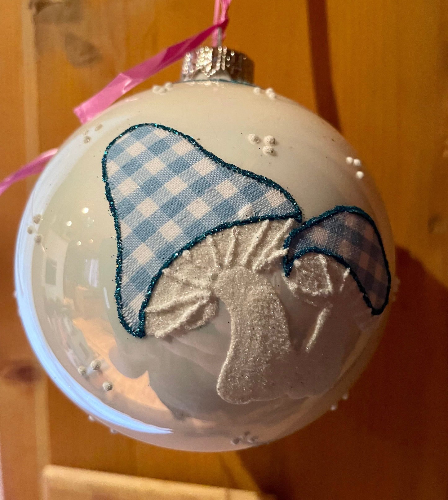 Christbaum Kugel, Weihnachtsschmuck, weiß Pilze Weihnachten Alpenfunkeln