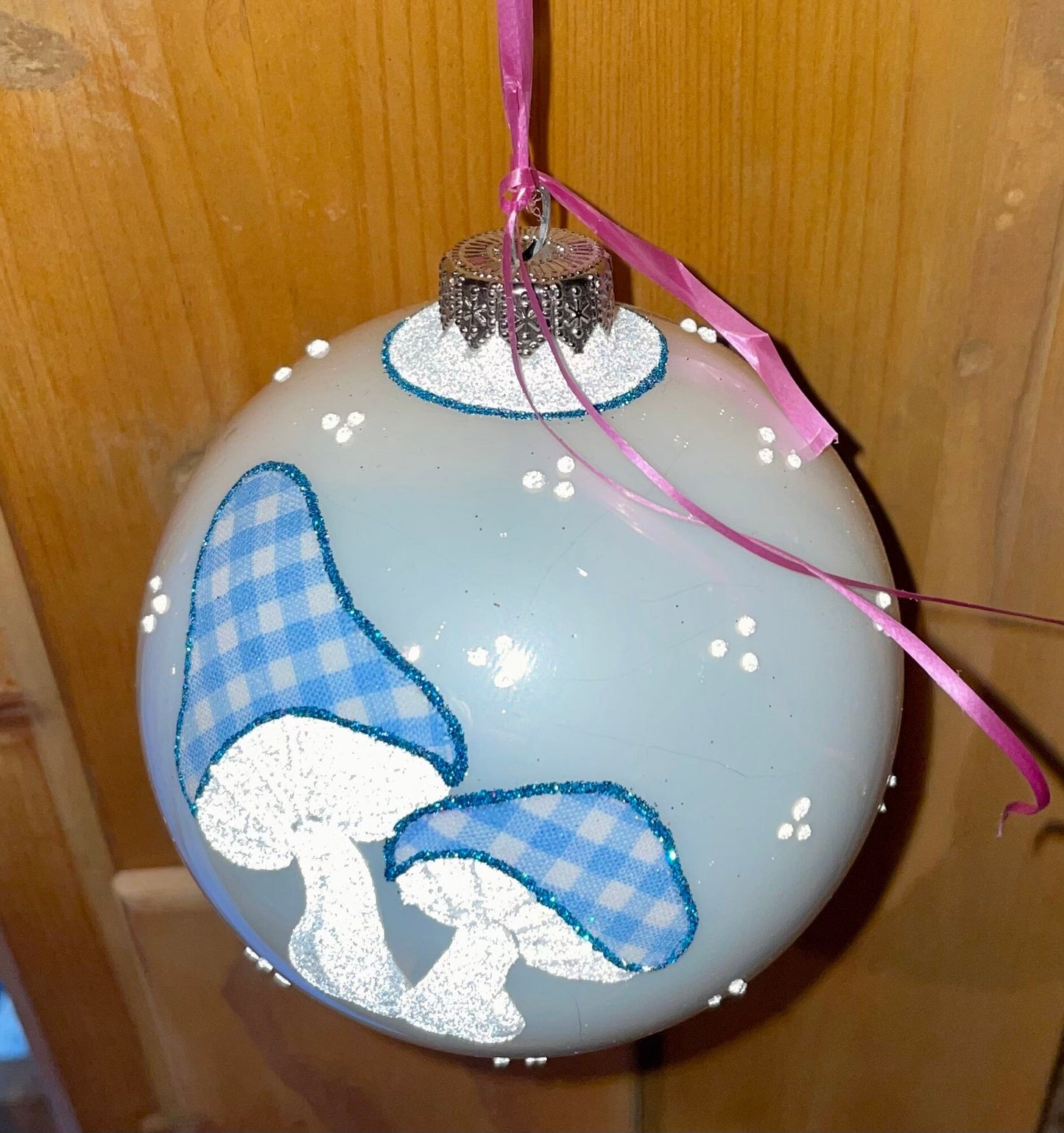 Christbaum Kugel, Weihnachtsschmuck, weiß Pilze Weihnachten Alpenfunkeln