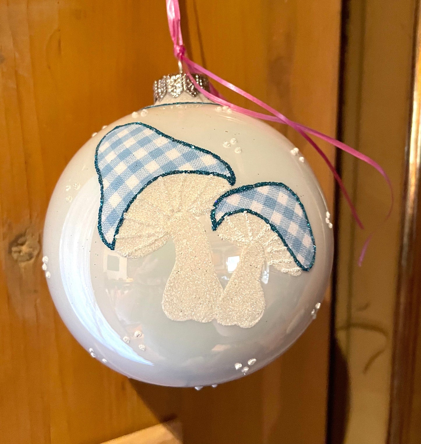 Christbaum Kugel, Weihnachtsschmuck, weiß Pilze Weihnachten Alpenfunkeln
