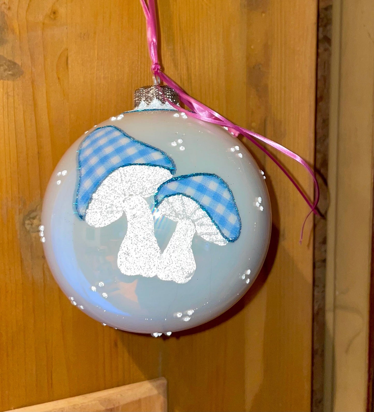 Christbaum Kugel, Weihnachtsschmuck, weiß Pilze Weihnachten Alpenfunkeln