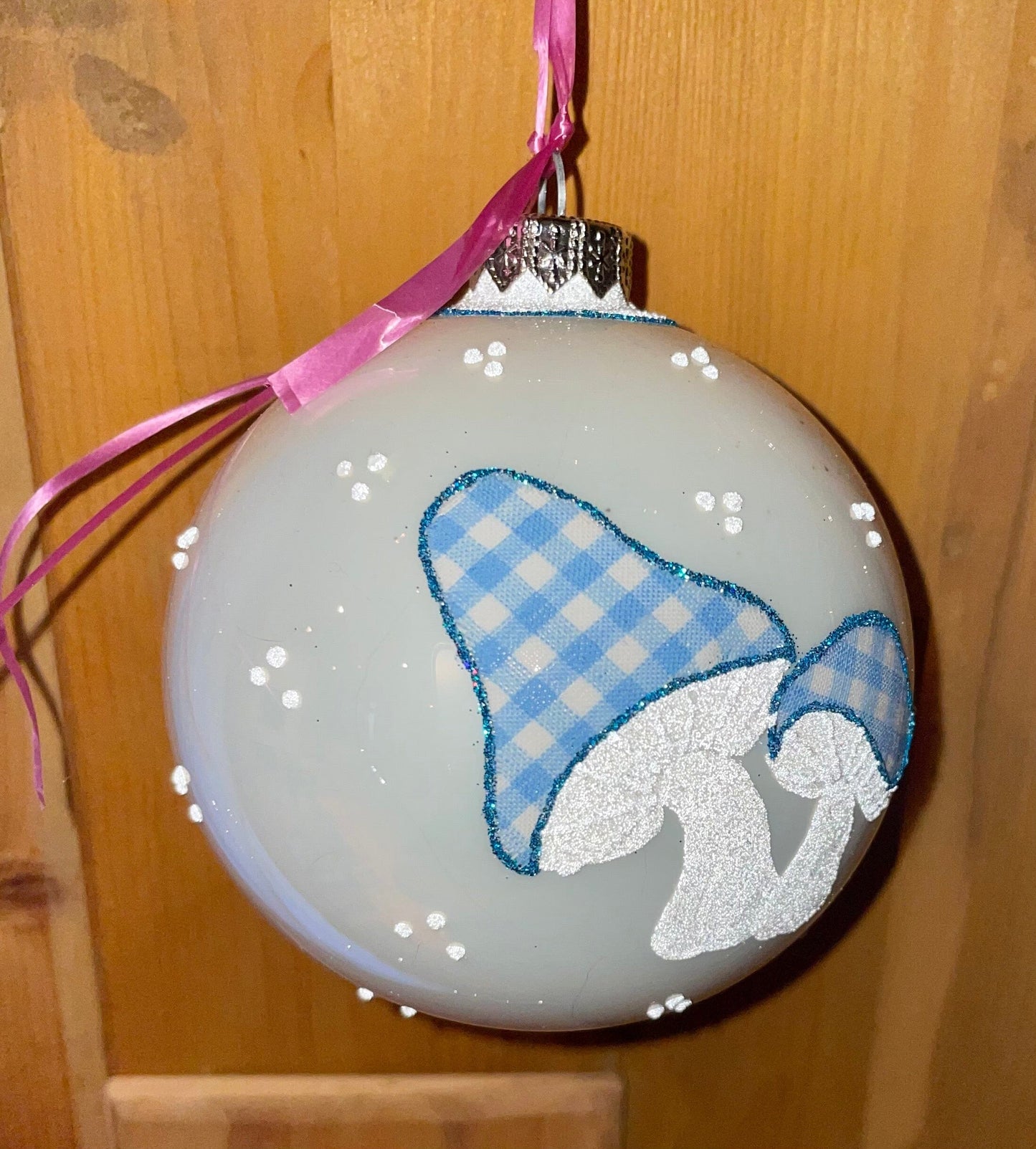 Christbaum Kugel, Weihnachtsschmuck, weiß Pilze Weihnachten Alpenfunkeln
