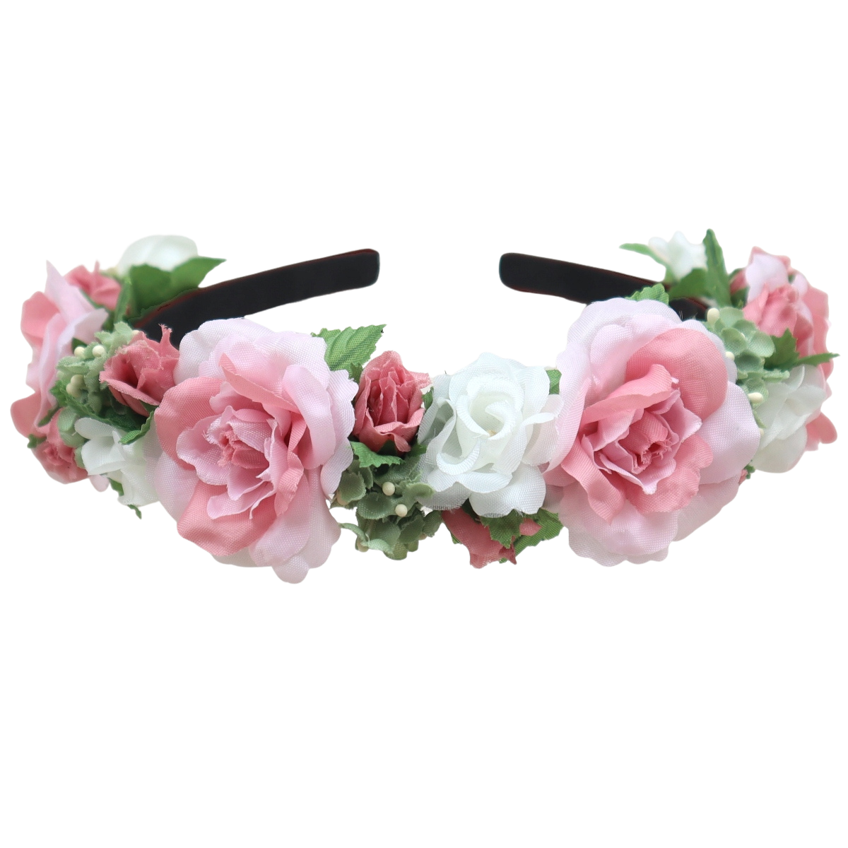 Blüten Haarreifen zum Dirndl, rosa, pink, grün, Braut
