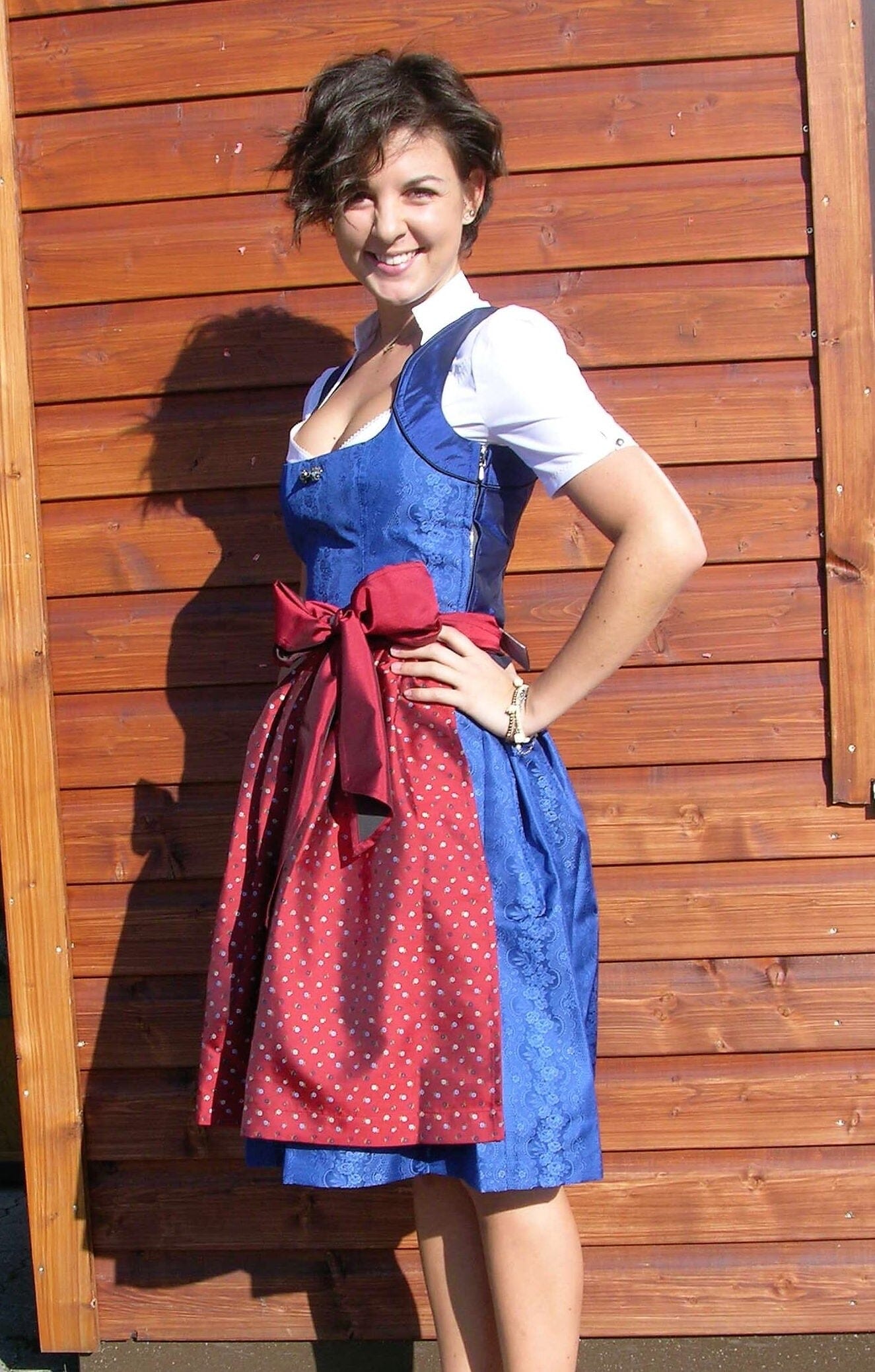 Dirndl 3-Teiler, Coco Vero, rot, blau, Midi 60 cm Dirndl CocoVero