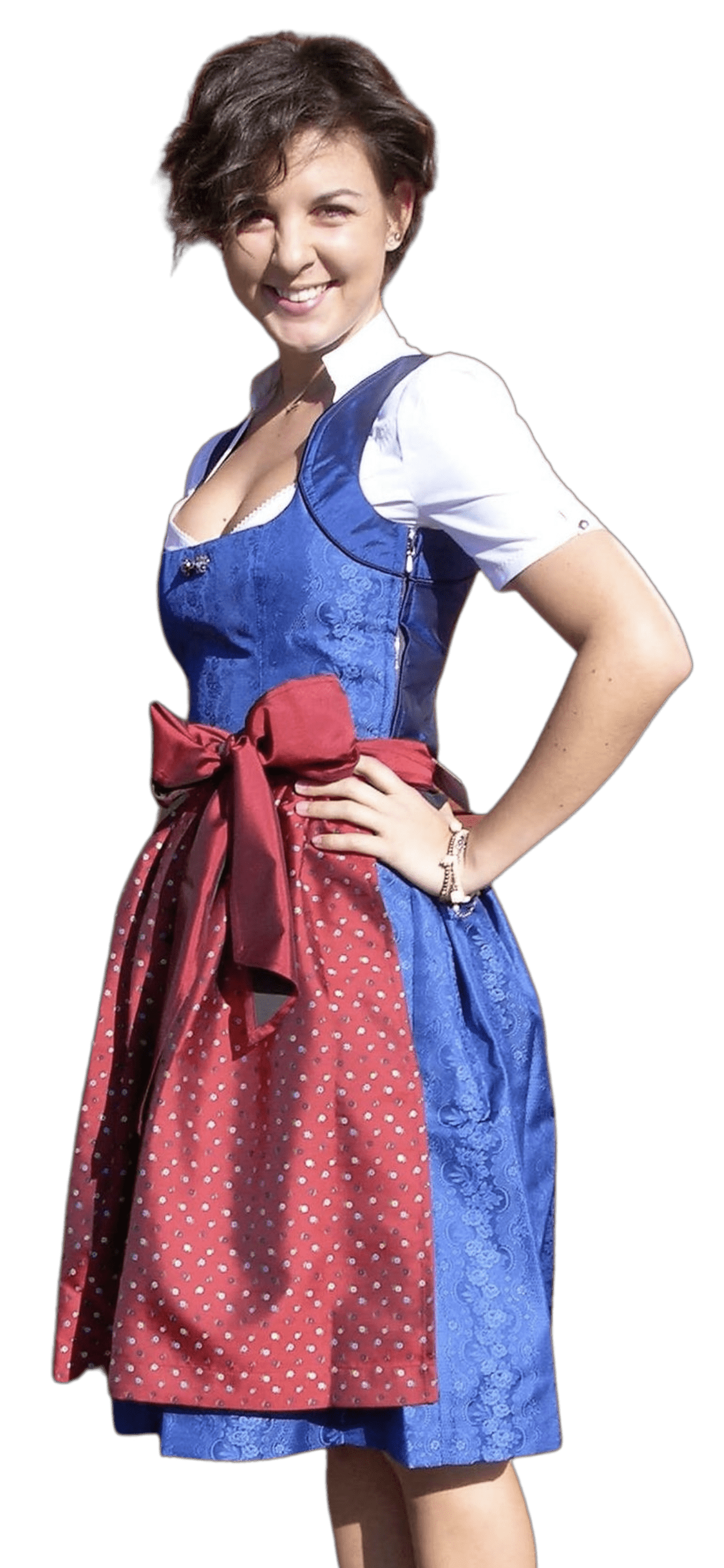 Dirndl 3-Teiler, Coco Vero, rot, blau, Midi 60 cm Dirndl CocoVero