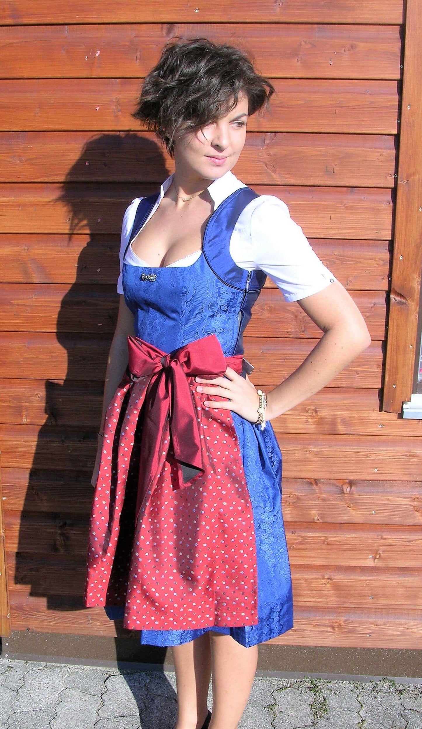 Dirndl 3-Teiler, Coco Vero, rot, blau, Midi 60 cm Dirndl CocoVero