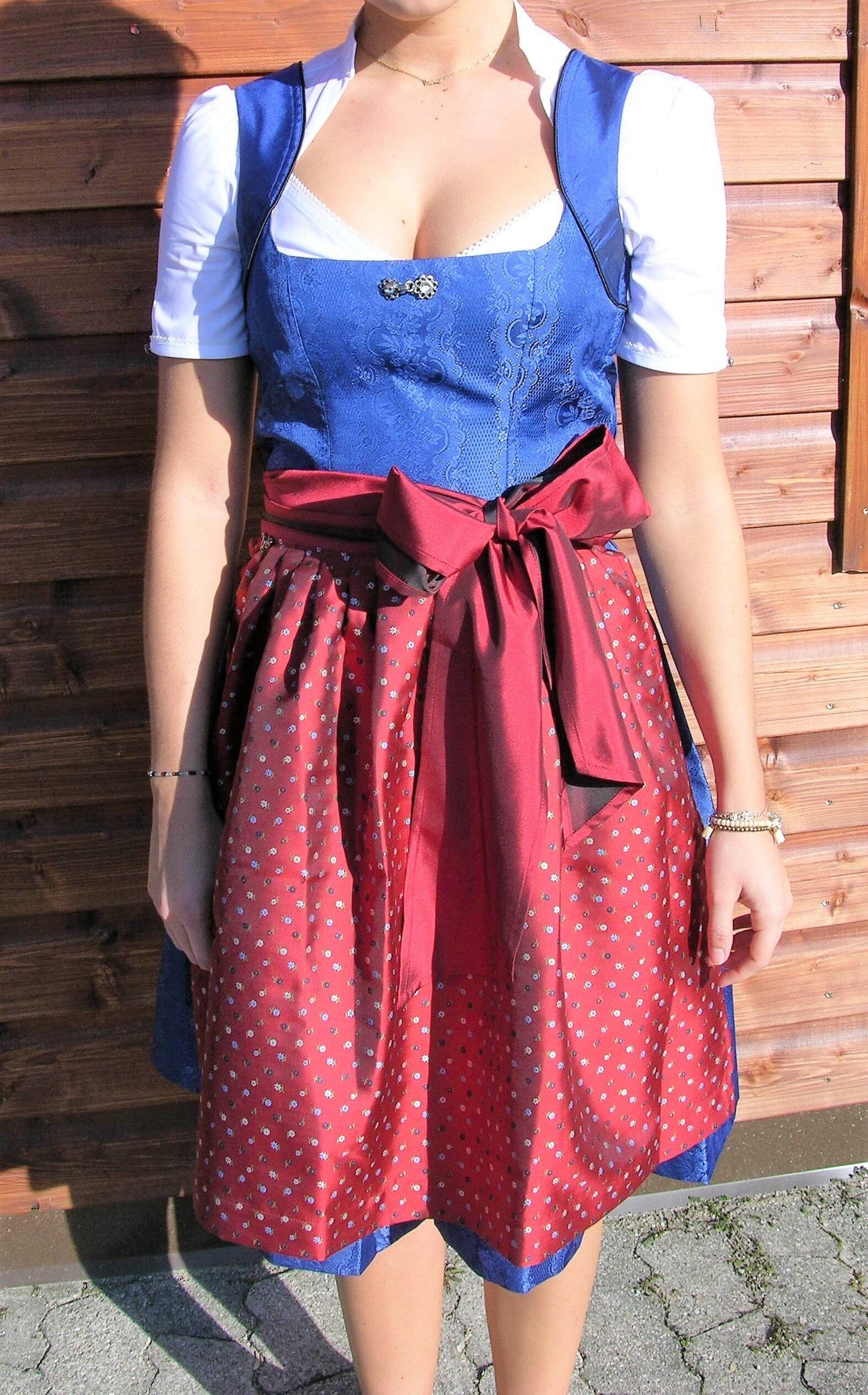 Dirndl 3-Teiler, Coco Vero, rot, blau, Midi 60 cm Dirndl CocoVero