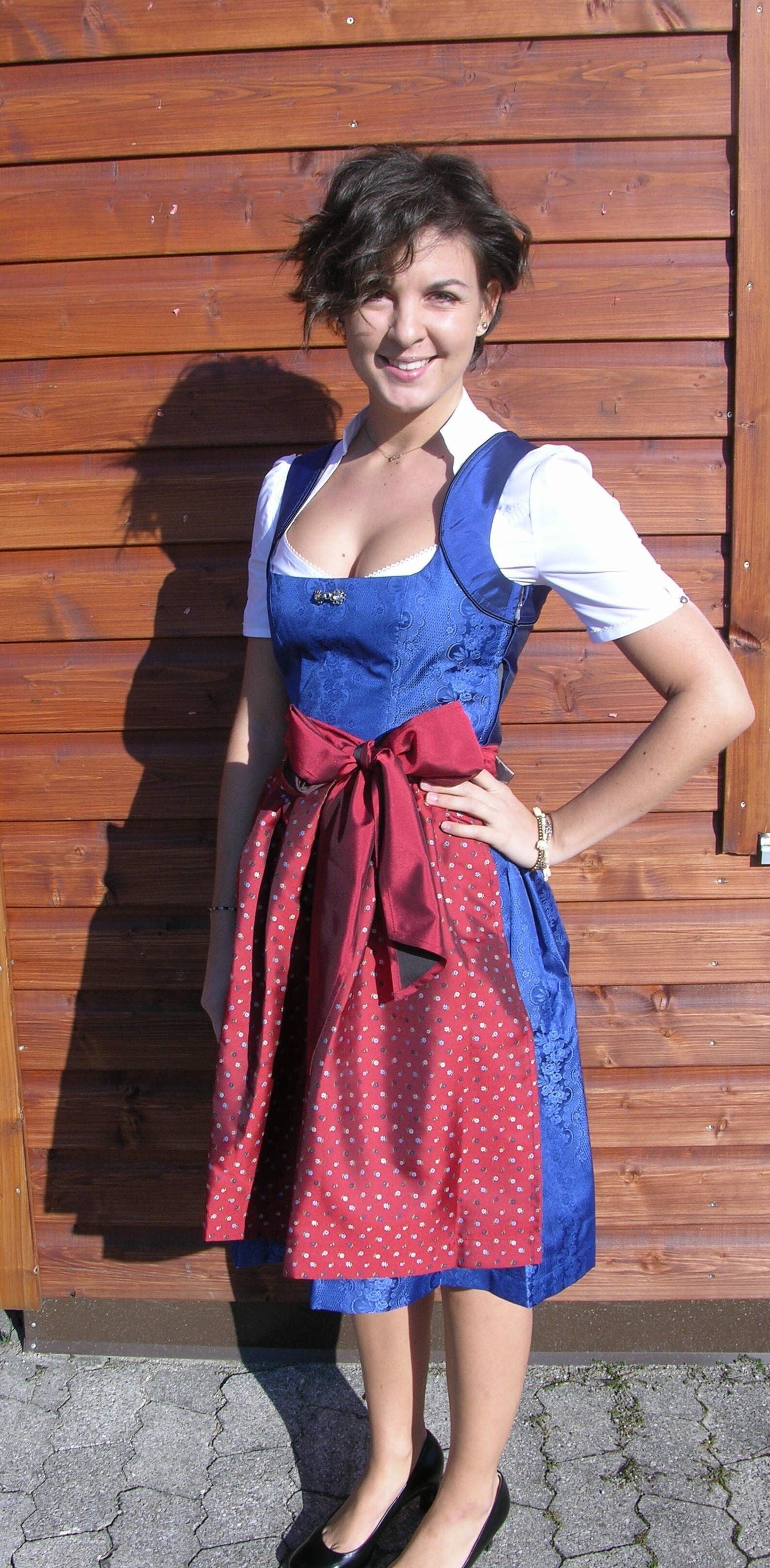 Dirndl 3-Teiler, Coco Vero, rot, blau, Midi 60 cm Dirndl CocoVero