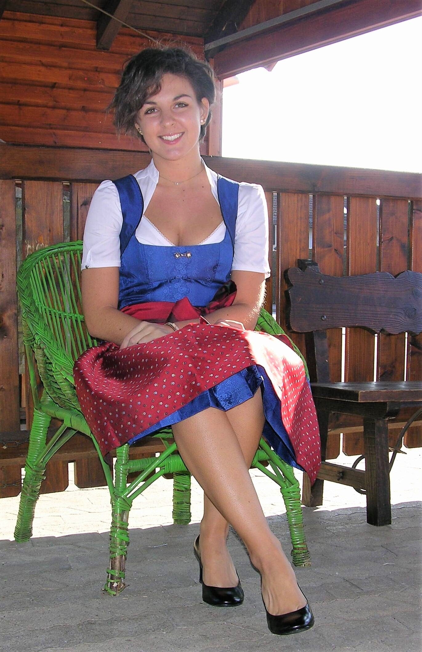 Dirndl 3-Teiler, Coco Vero, rot, blau, Midi 60 cm Dirndl CocoVero