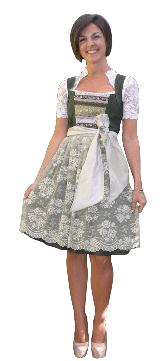 Dirndl 3-Teiler, CocoVero, Leinen, grün, Spitze, Midi Dirndl CocoVero
