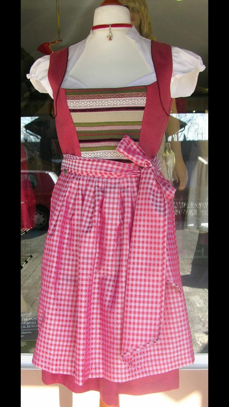 Dirndl 3-Teiler, CocoVero, Leinen, rot, Seide, Midi Dirndl CocoVero