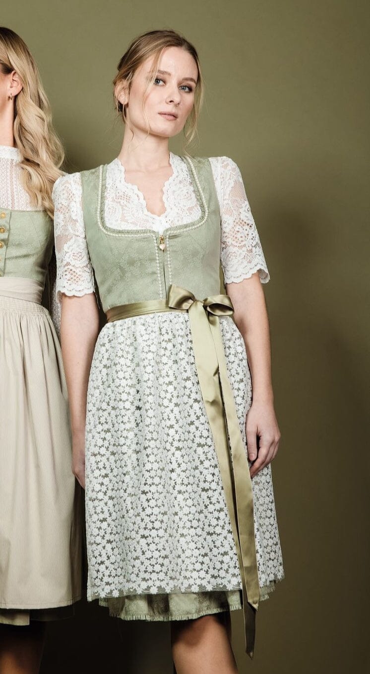 Dirndl Alpenfee, Amy, Pistazie, Midi 70 cm Dirndl Alpenfee