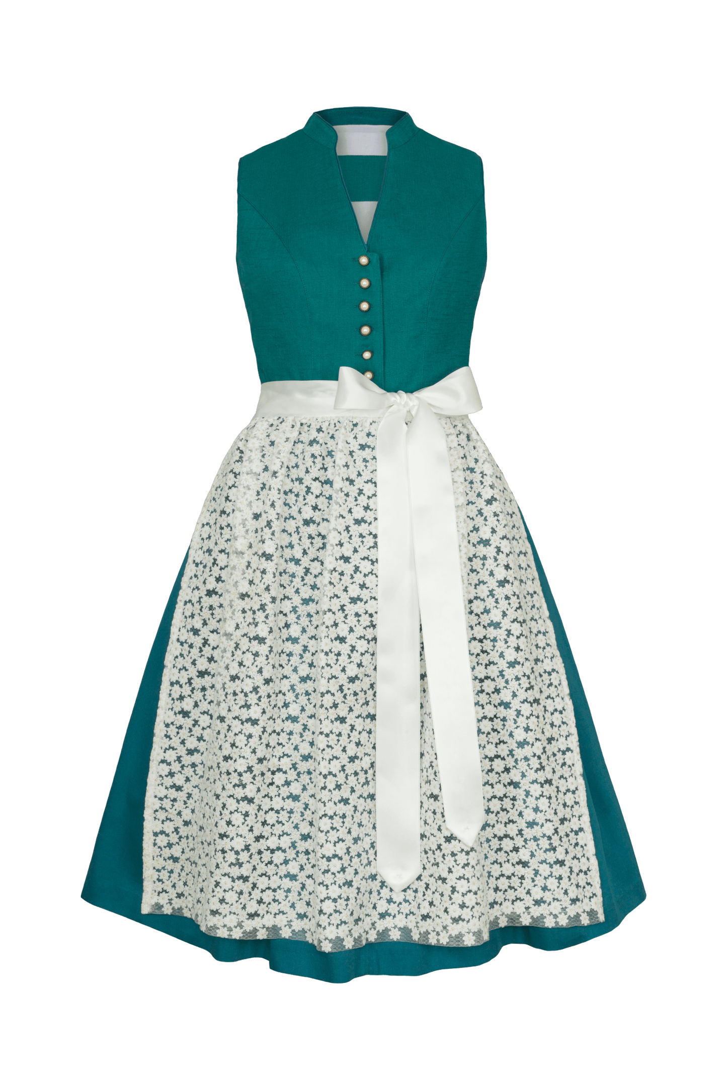Dirndl Alpenfee, Xara petrol, hochgeschlossen 70 cm, Große Größen Dirndl Alpenfee