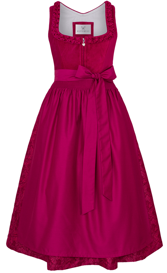 Dirndl Alpenfee, Zazu, Samt pink 75 cm, Große Größen Dirndl Alpenfee