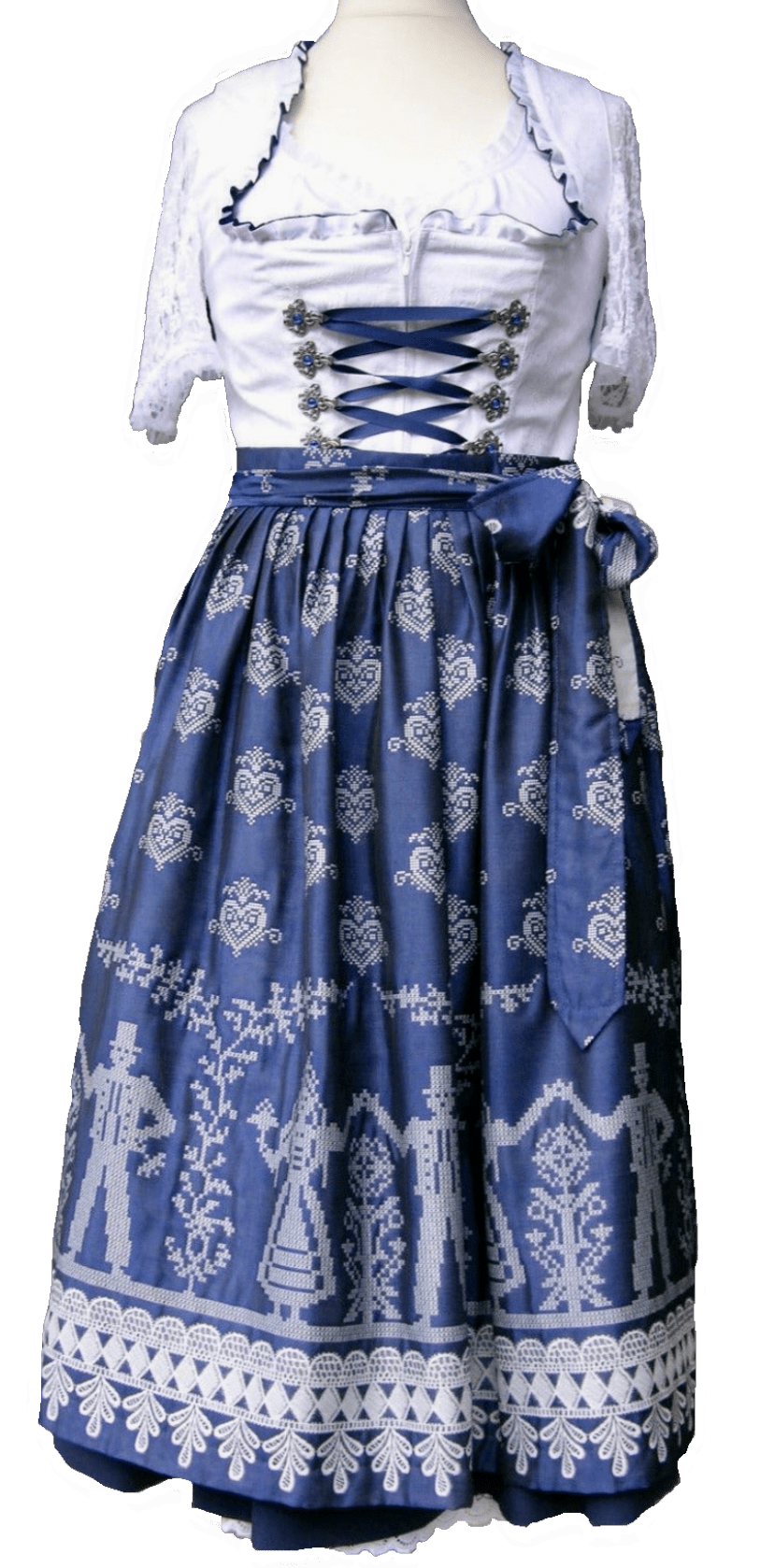 Dirndl Apple of my Eye by Berwin&Wolff, weiß, Blau Midi, Gr. 36, 70 cm Dirndl Berwin&Wolff