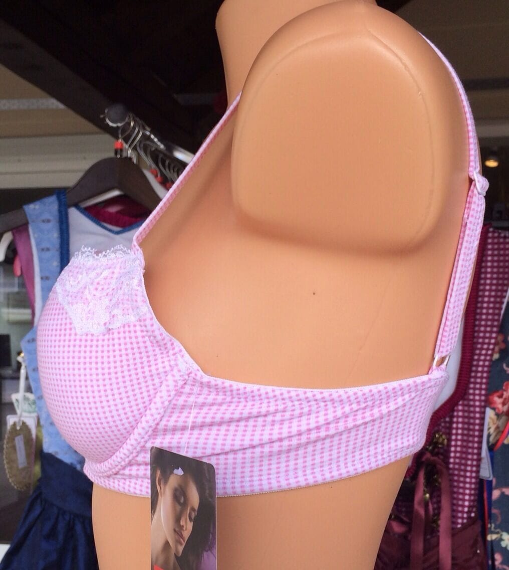 Dirndl BH, Nina von C., weiß/rosa kariert, Push up BH Nina von C.