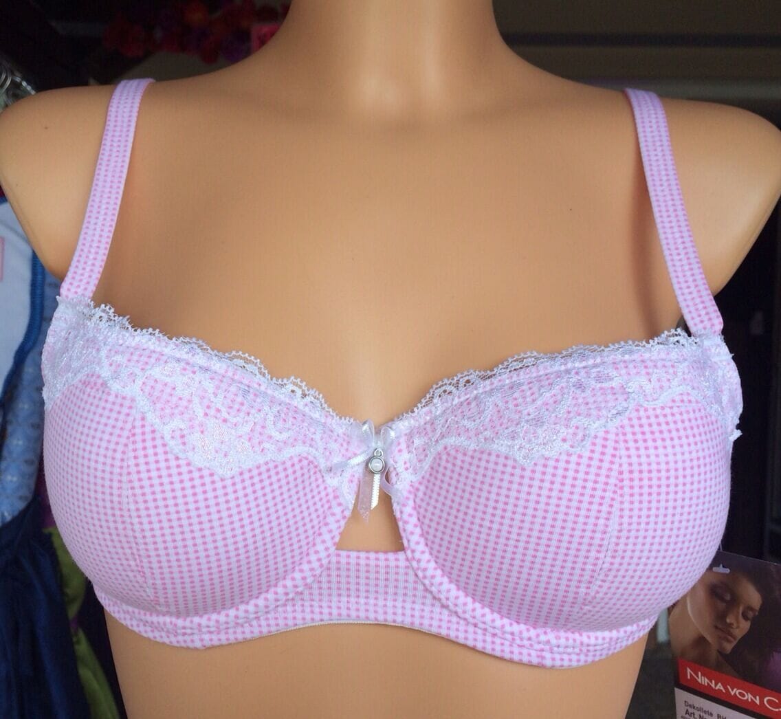 Dirndl BH, Nina von C., weiß/rosa kariert, Push up BH Nina von C.