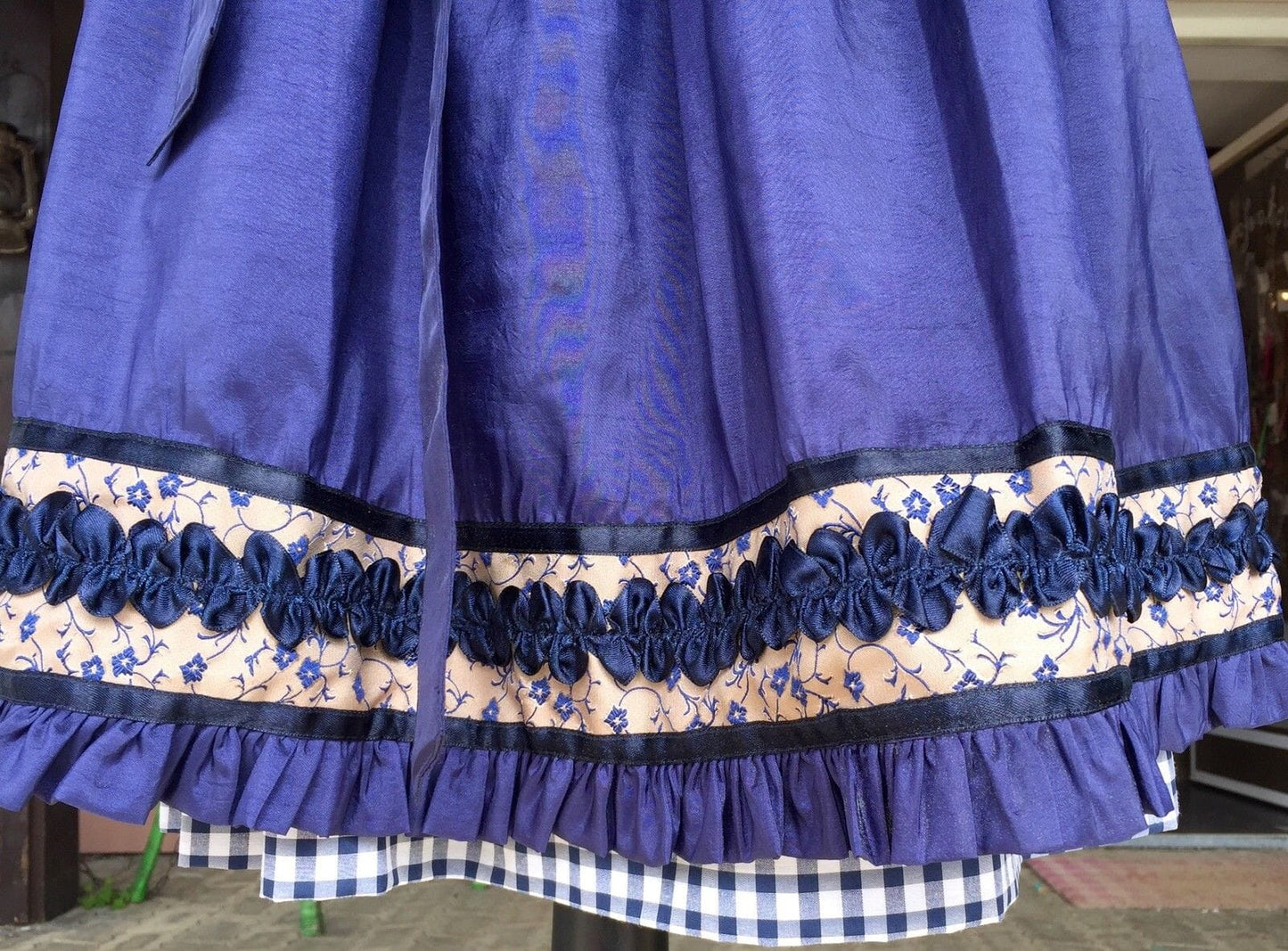 Dirndl Fuchs Trachten, braun, blau, Midi 60 cm Dirndl Fuchs