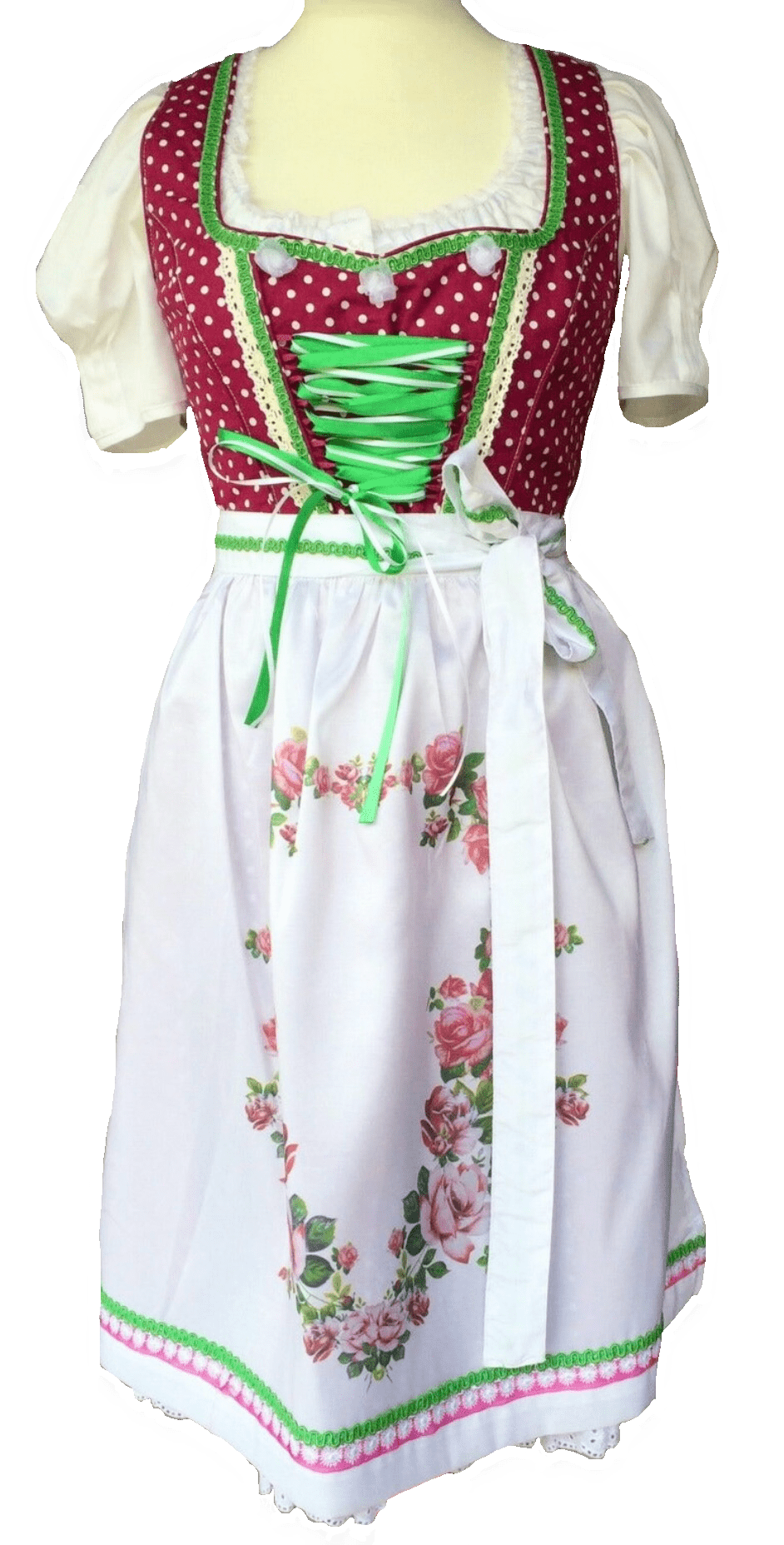 Dirndl Fuchs Trachten, Druckschürze, Pflaume, Midi 60 cm Dirndl Fuchs