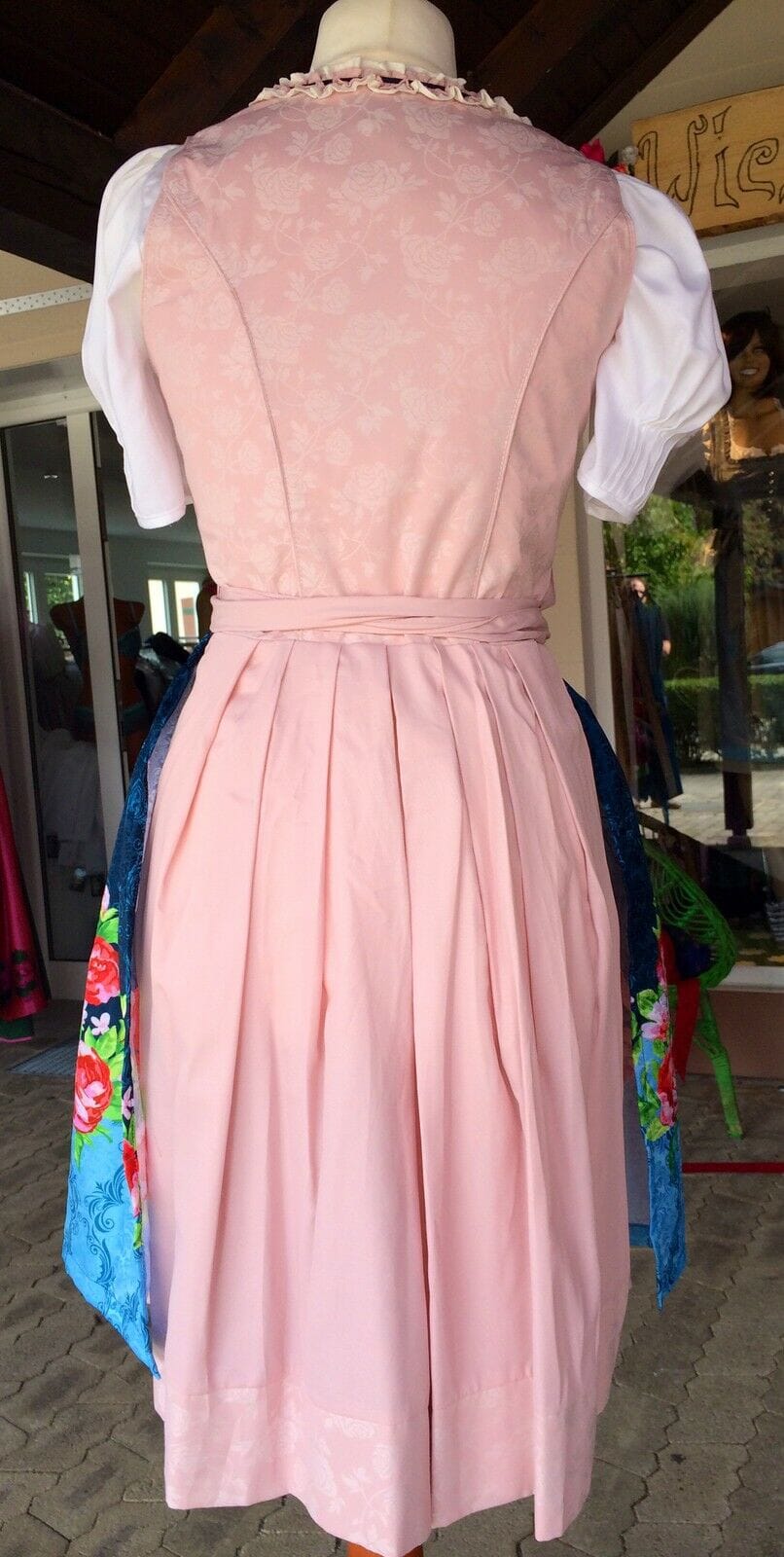 Dirndl Fuchs Trachten, Druckschürze, rosa, Midi 60 cm, Gr. 38 Dirndl Fuchs