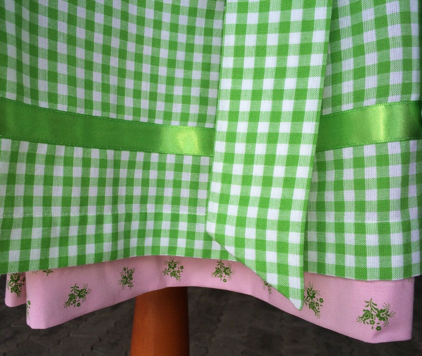 Dirndl Fuchs Trachten, Waschdirndl, grün, rosa, Midi 60 cm Dirndl Fuchs