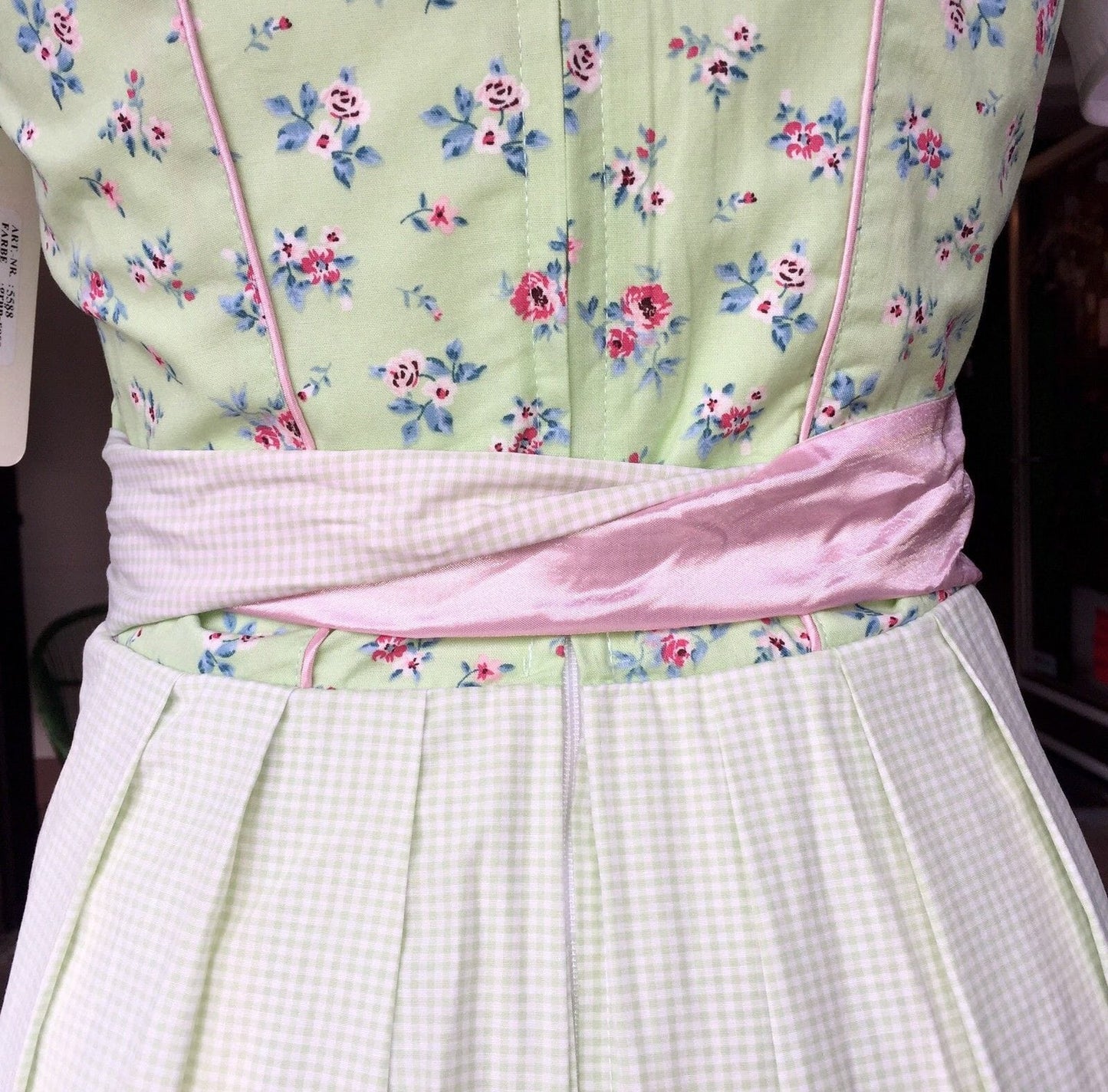 Dirndl Fuchs Trachten, Waschdirndl, grün, rosa, Mini 50 cm Dirndl Fuchs