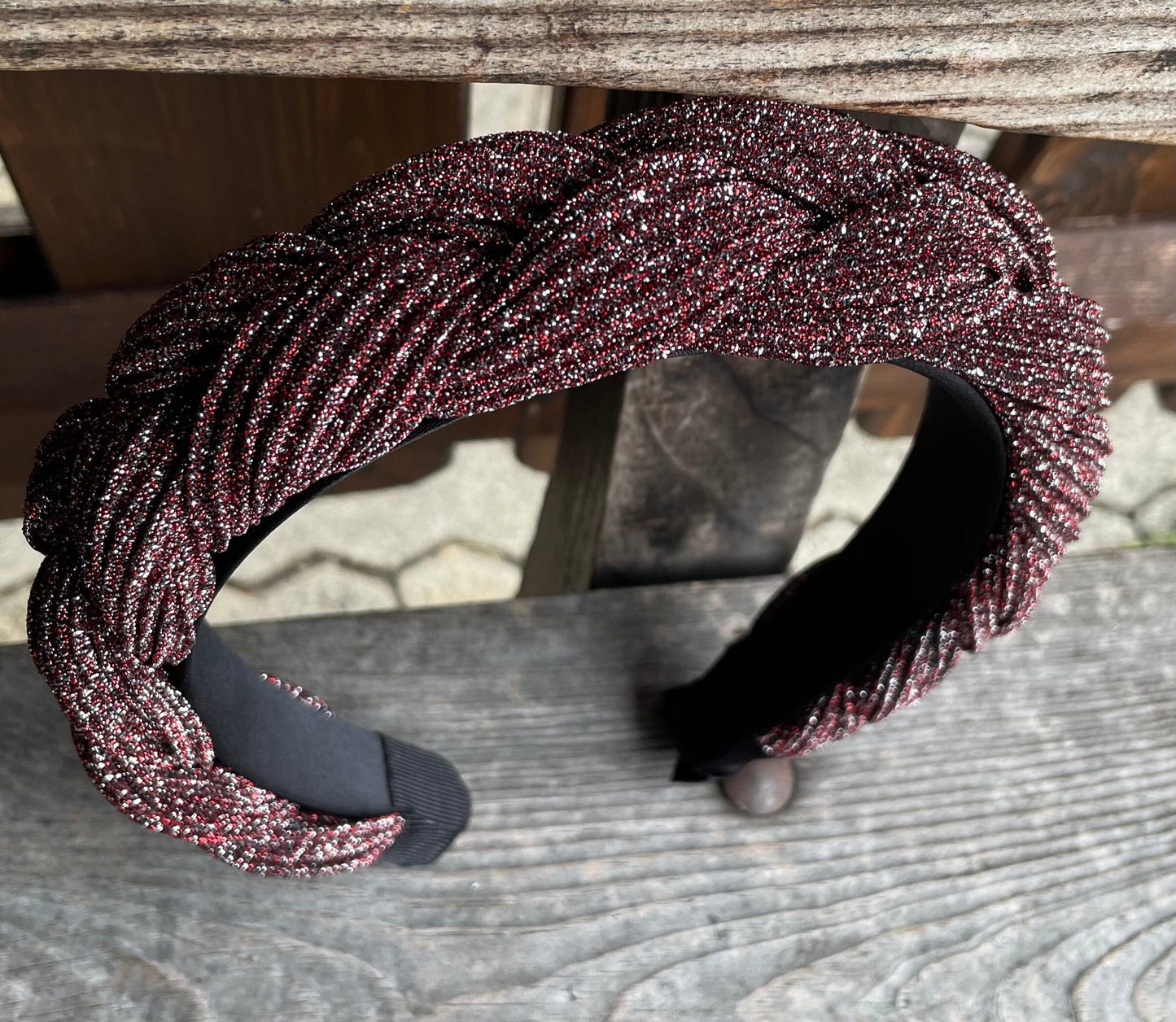 Dirndl Haarreifen Samt, bordeaux, schwarz, glitzer Haarschmuck Eigenmarke