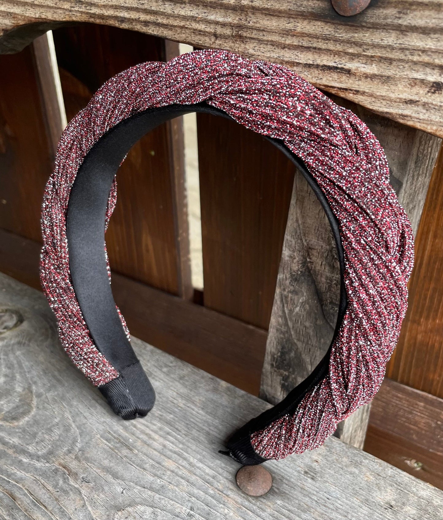 Dirndl Haarreifen Samt, bordeaux, schwarz, glitzer Haarschmuck Eigenmarke Bordeaux/Glitzer