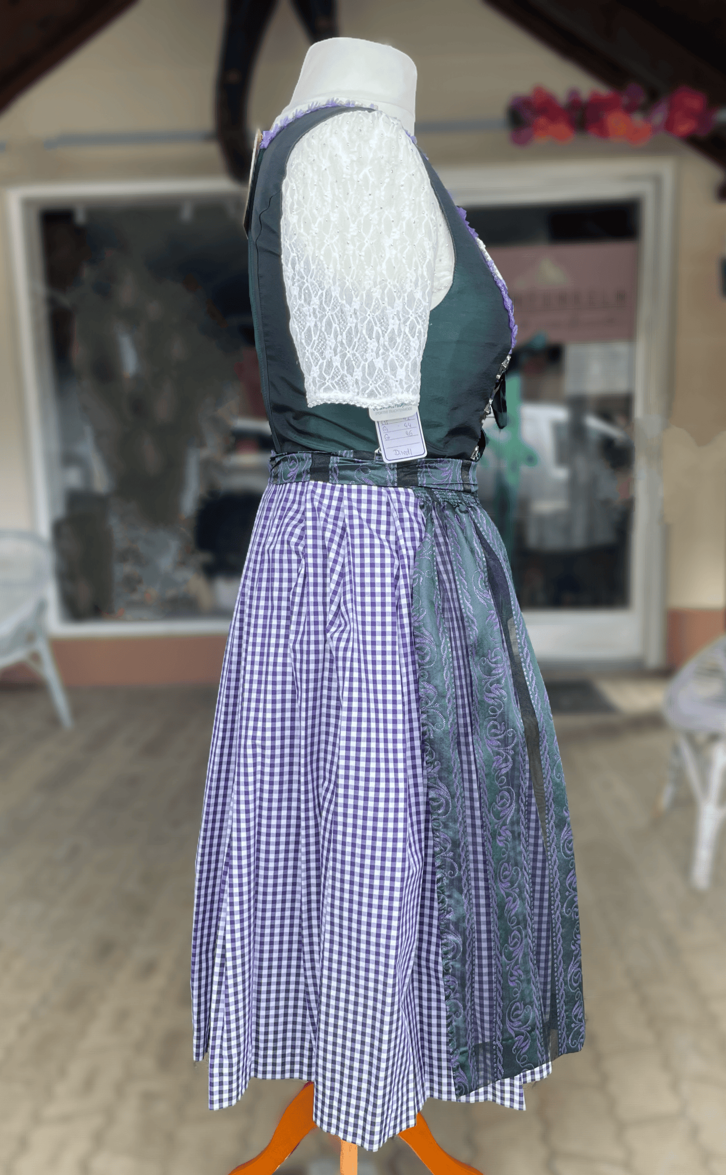 Dirndl Hammerschmid, Midi 70 cm, lila grün, kariert Dirndl Hammerschmid