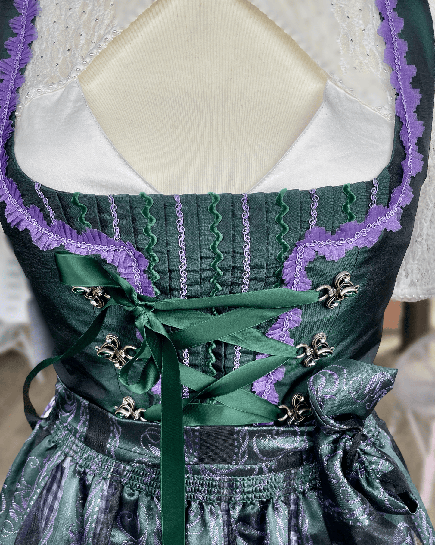 Dirndl Hammerschmid, Midi 70 cm, lila grün, kariert Dirndl Hammerschmid