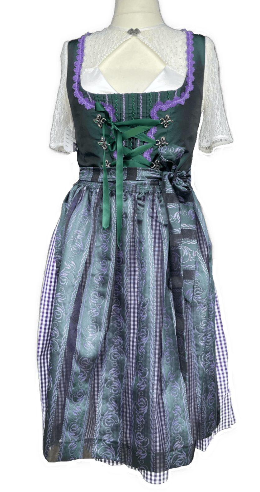 Dirndl Hammerschmid, Midi 70 cm, lila grün, kariert Dirndl Hammerschmid