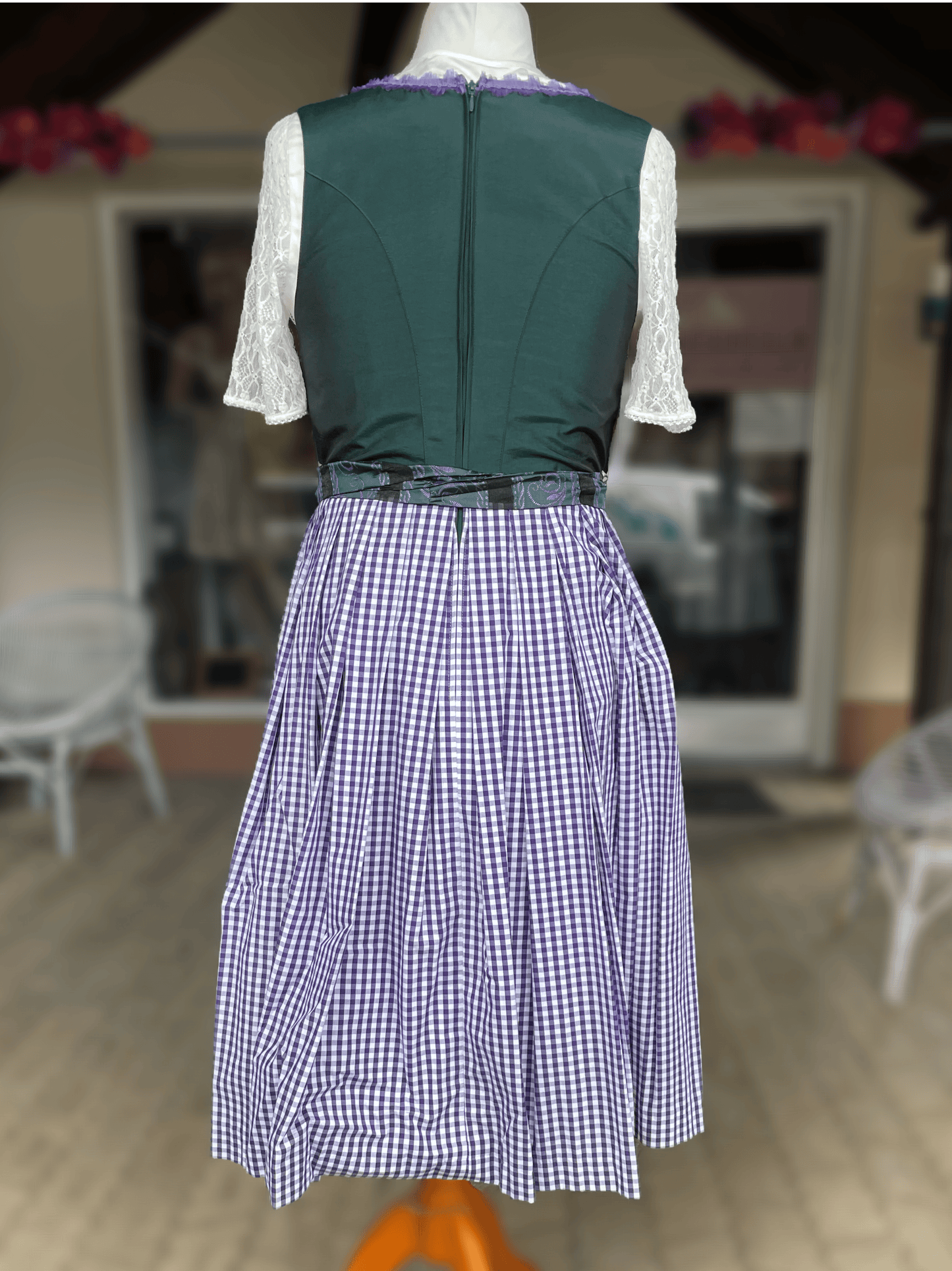 Dirndl Hammerschmid, Midi 70 cm, lila grün, kariert Dirndl Hammerschmid