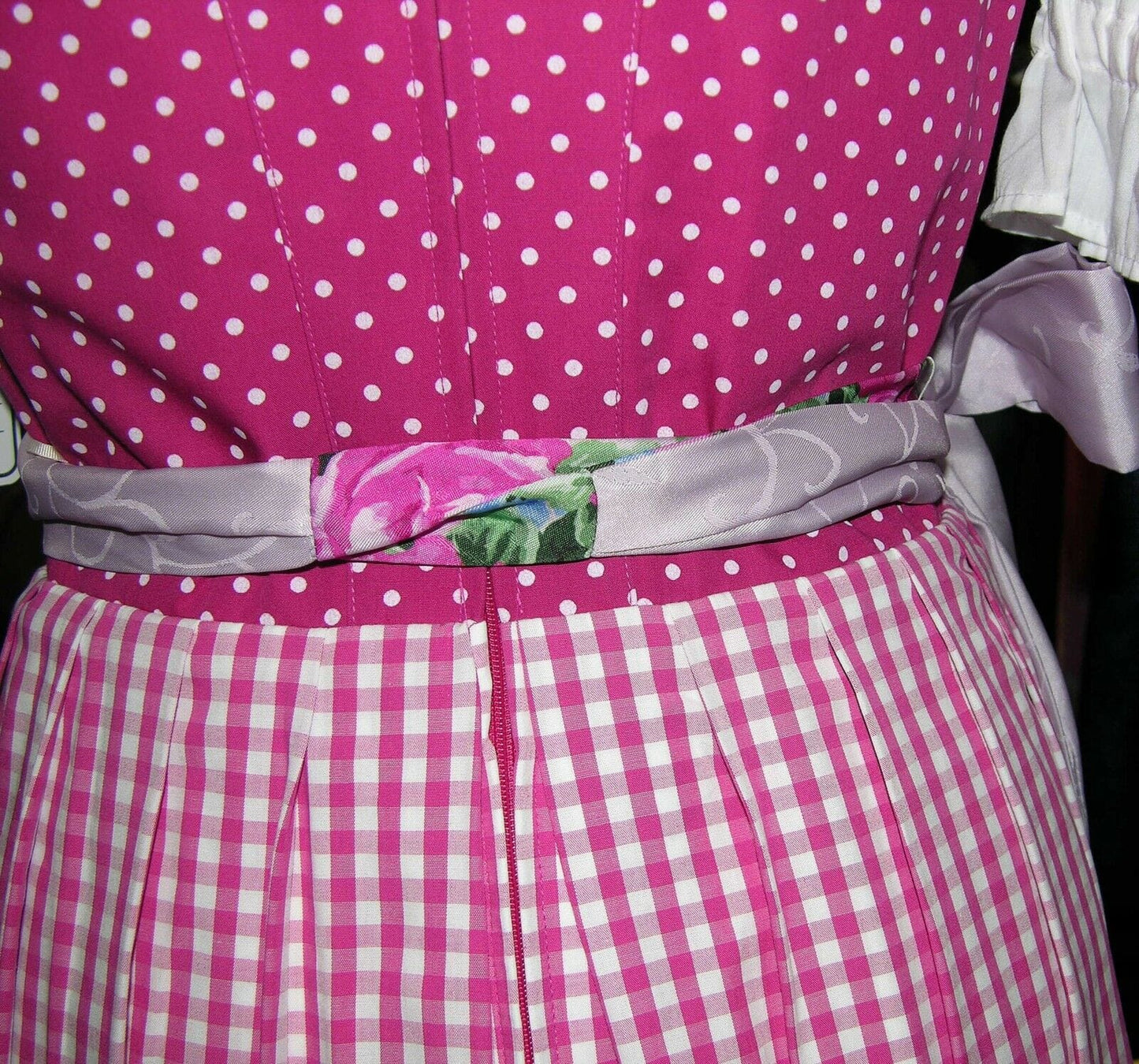 Dirndl Hammerschmid, Midi 70 cm, pink/weiß kariert Dirndl Hammerschmid