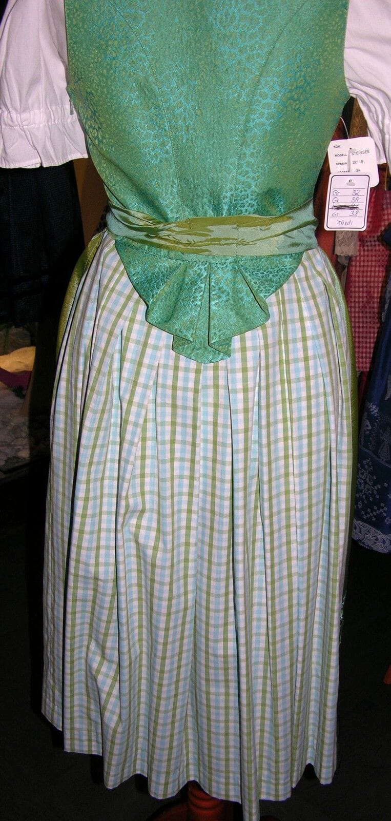 Dirndl Hammerschmid, Midi, grün/türkis kariert, 70 cm Dirndl Hammerschmid